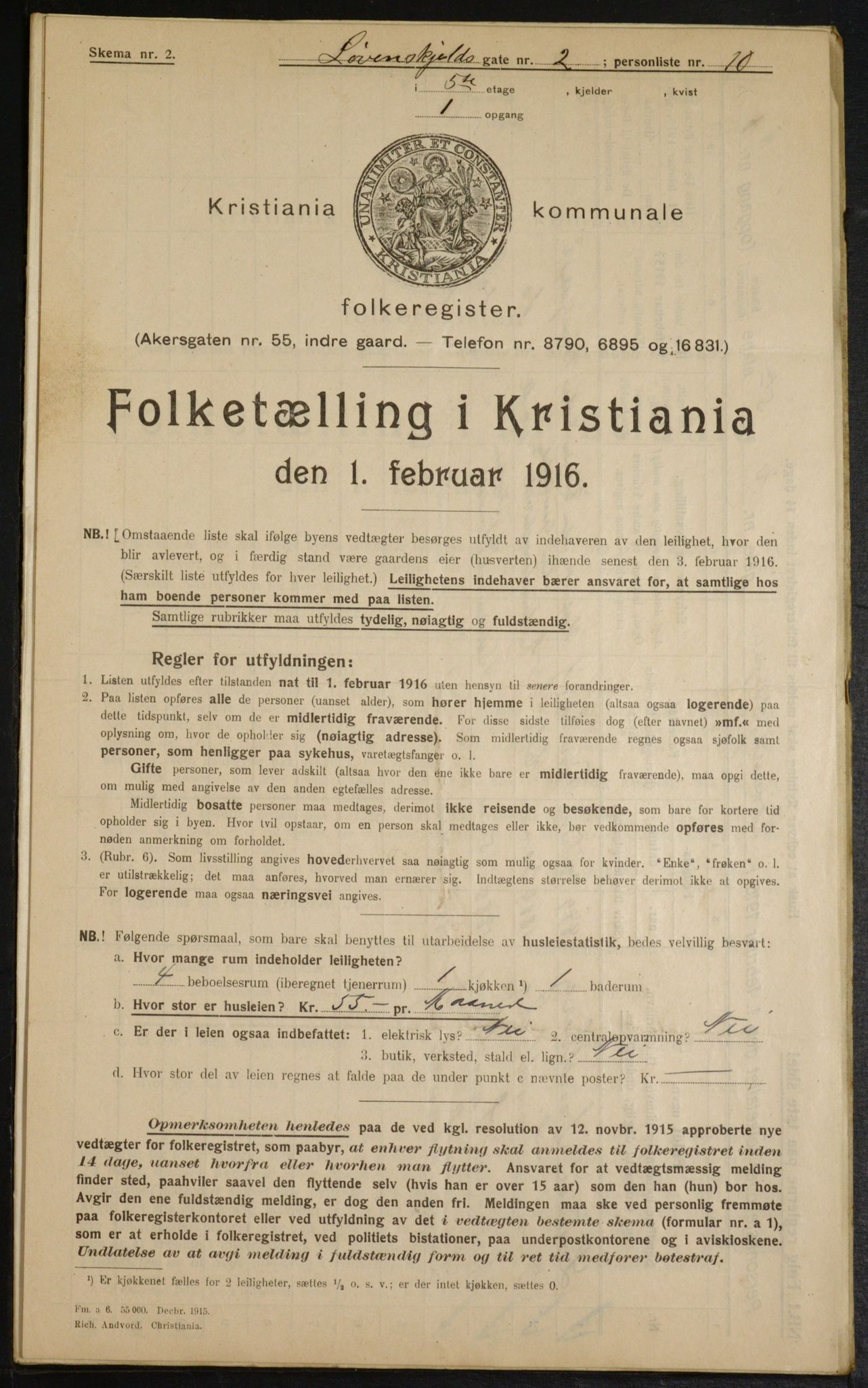 OBA, Municipal Census 1916 for Kristiania, 1916, p. 60114