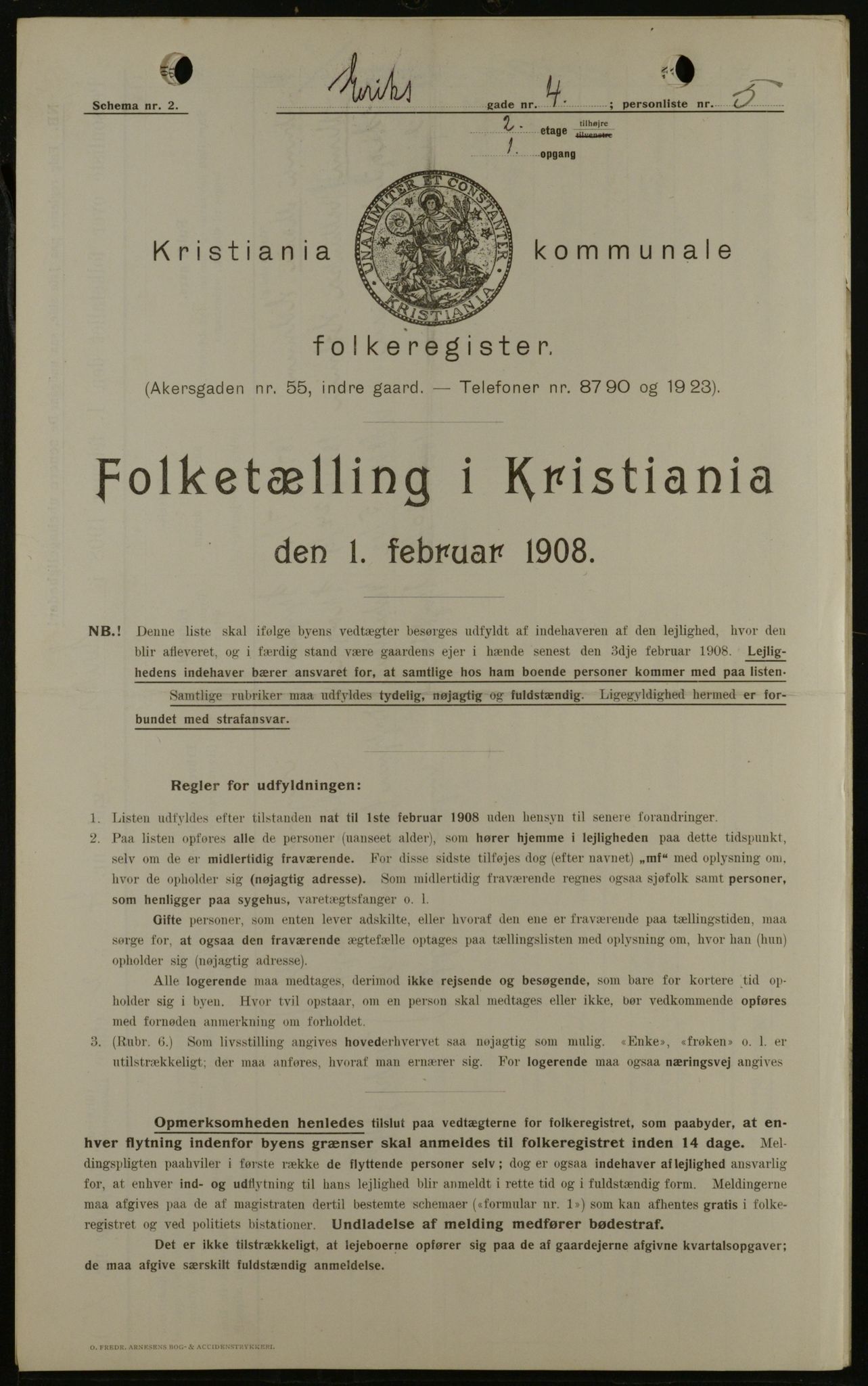 OBA, Municipal Census 1908 for Kristiania, 1908, p. 18003