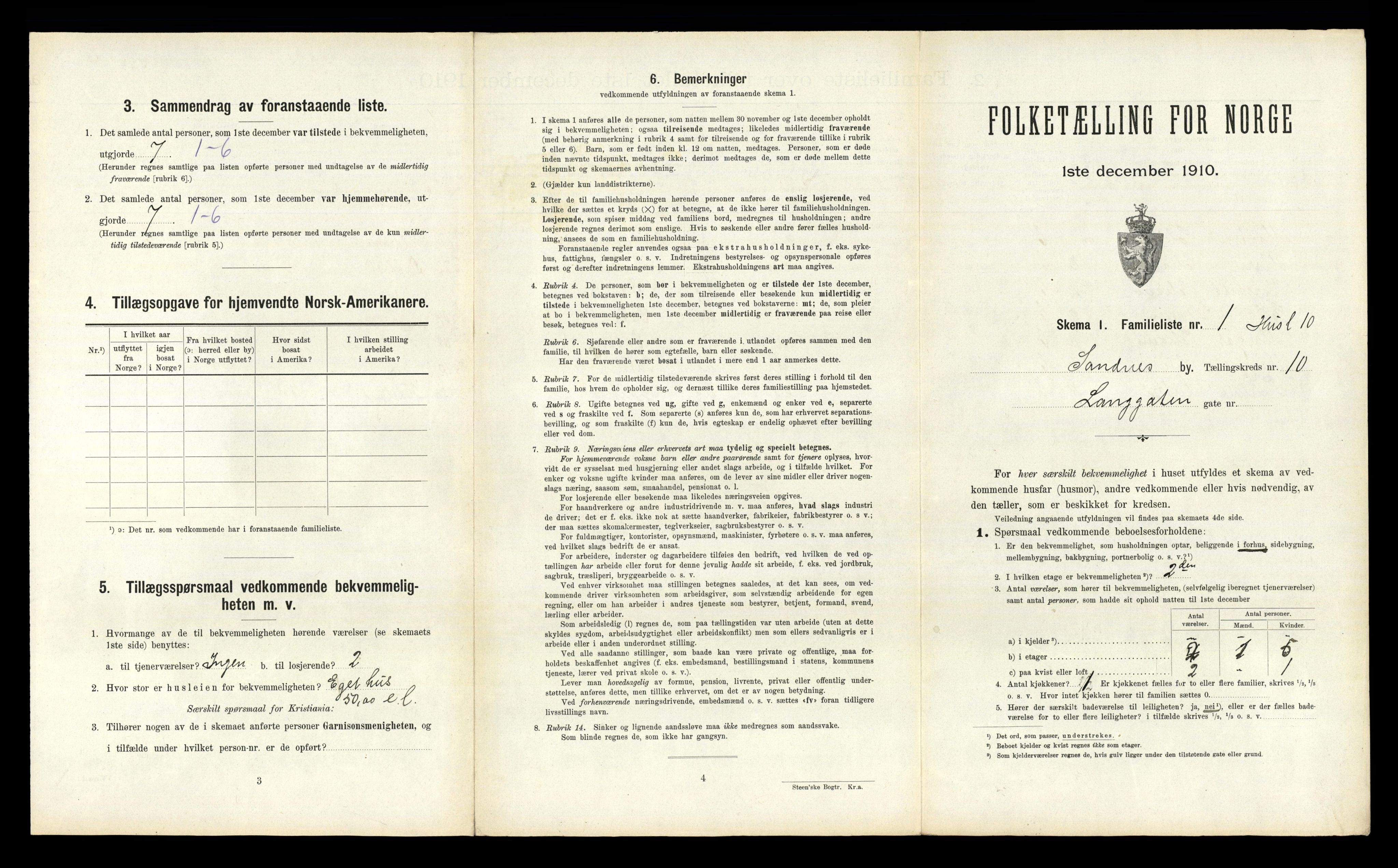 RA, 1910 census for Sandnes, 1910, p. 1080