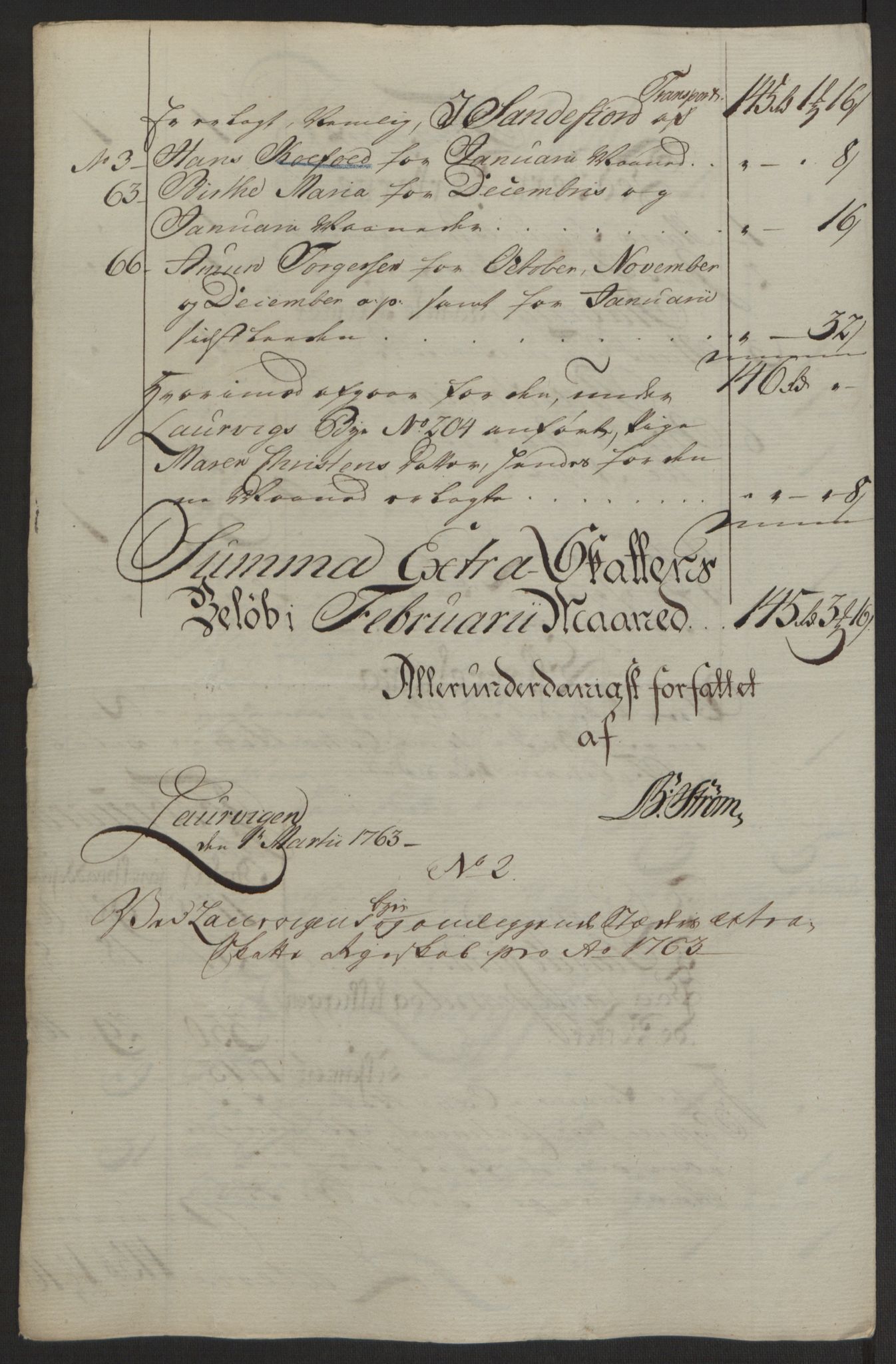 Rentekammeret inntil 1814, Reviderte regnskaper, Byregnskaper, AV/RA-EA-4066/R/Ri/L0183/0001: [I4] Kontribusjonsregnskap / Ekstraskatt, 1762-1768, p. 101