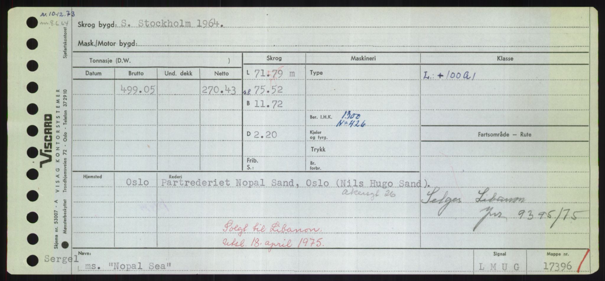 Sjøfartsdirektoratet med forløpere, Skipsmålingen, RA/S-1627/H/Hd/L0026: Fartøy, N-Norhol, p. 295