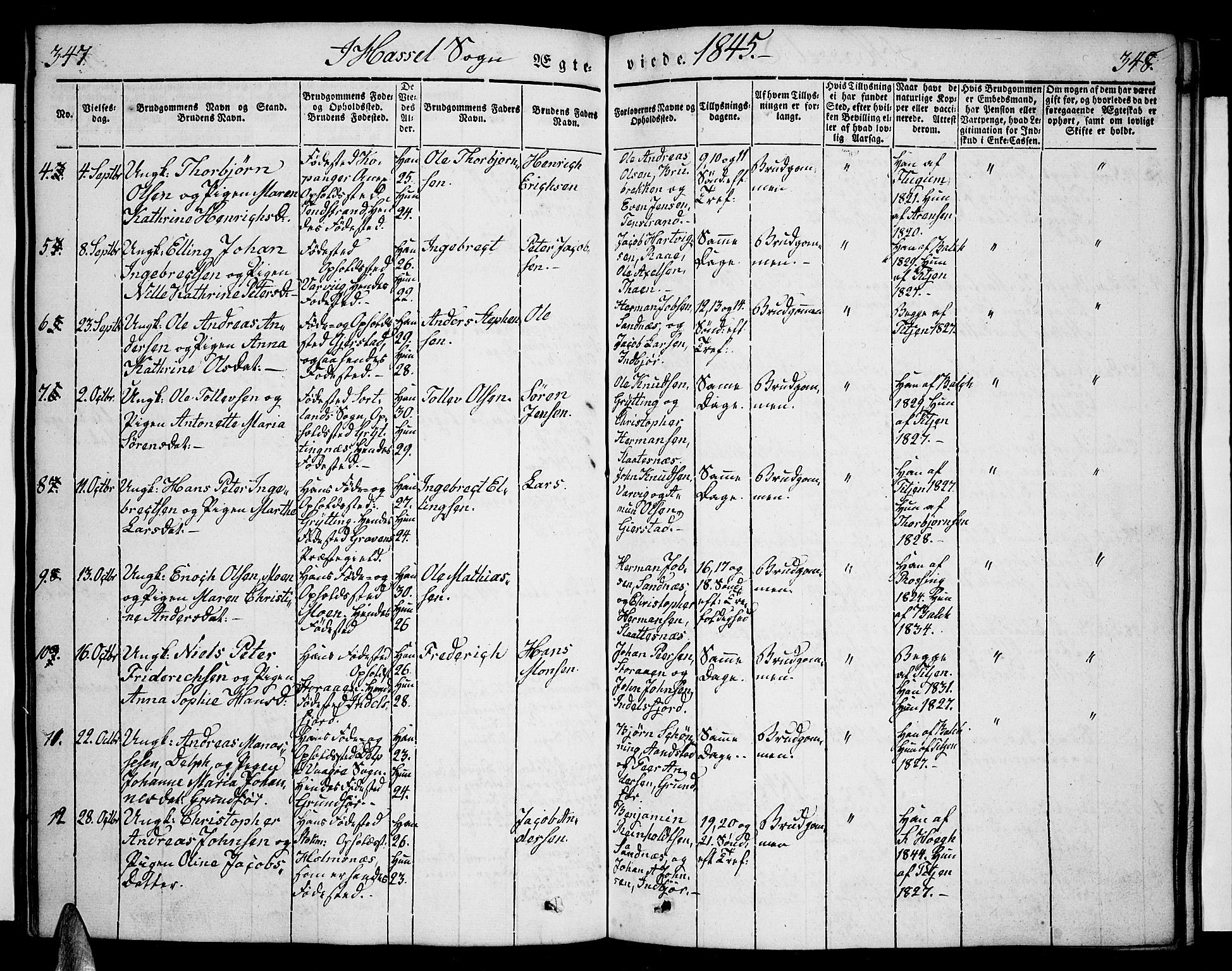 Ministerialprotokoller, klokkerbøker og fødselsregistre - Nordland, AV/SAT-A-1459/888/L1239: Parish register (official) no. 888A06 /1, 1837-1849, p. 347-348