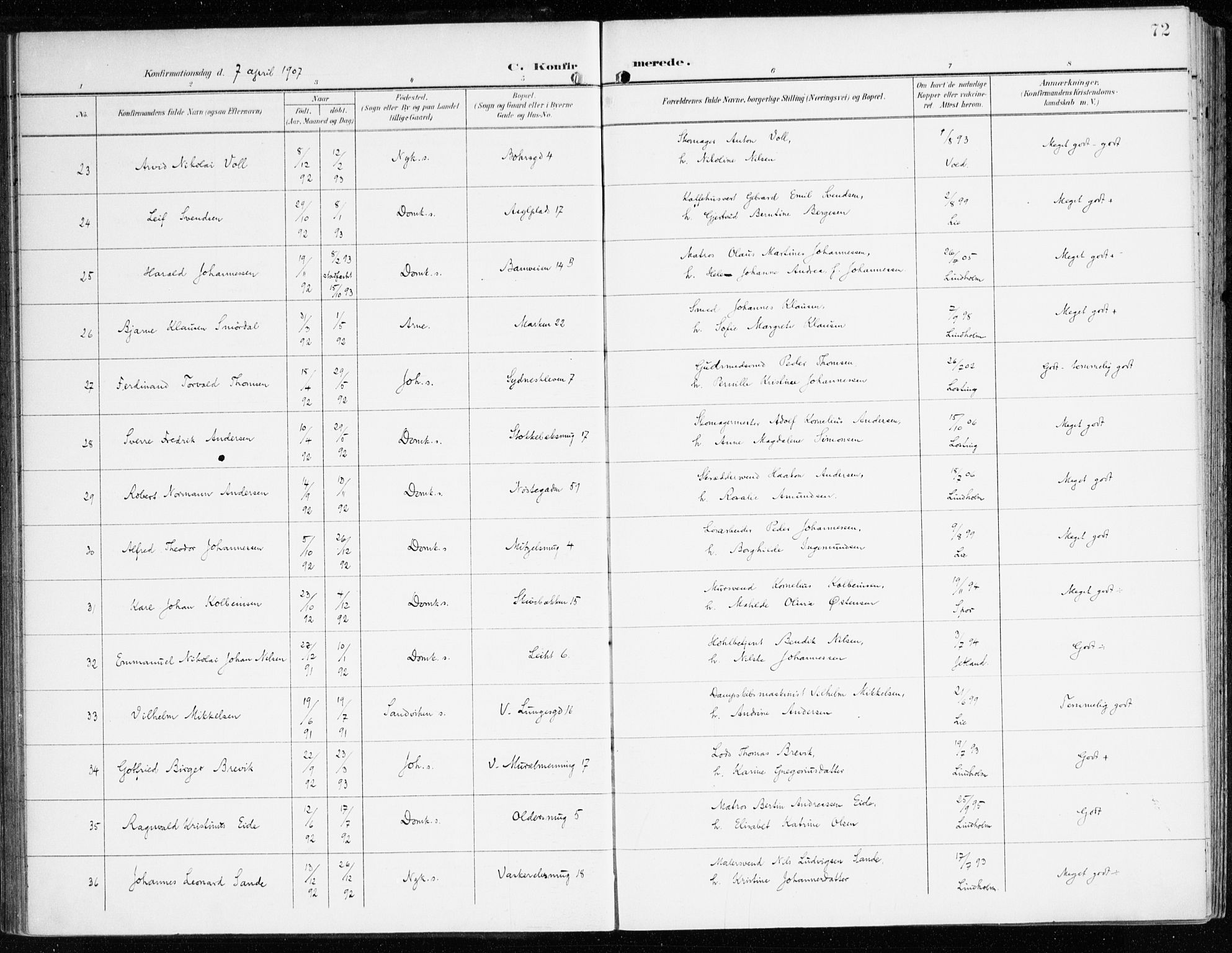 Domkirken sokneprestembete, AV/SAB-A-74801/H/Haa/L0031: Parish register (official) no. C 6, 1898-1915, p. 72