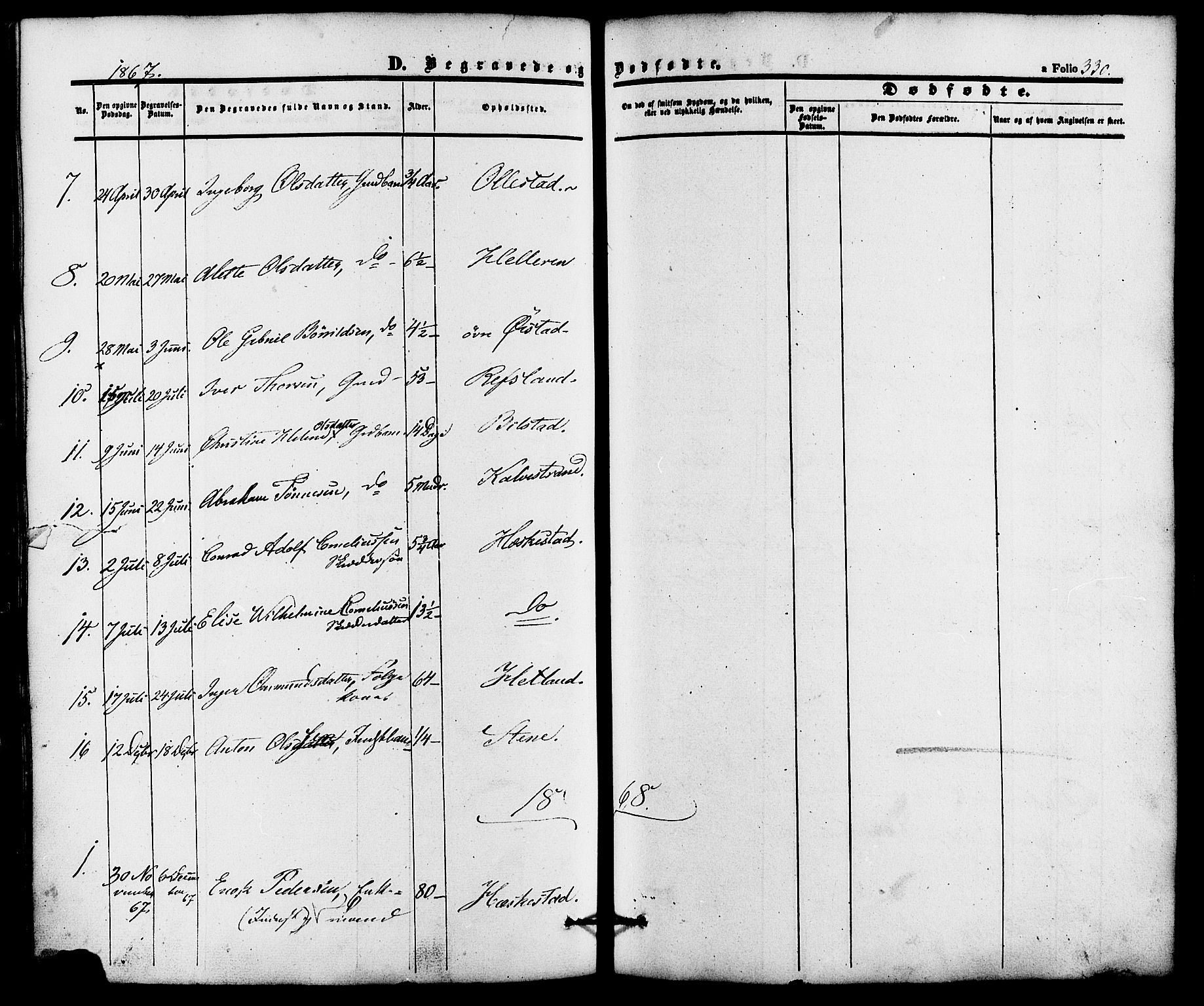 Lund sokneprestkontor, AV/SAST-A-101809/S06/L0010: Parish register (official) no. A 9, 1854-1886, p. 330