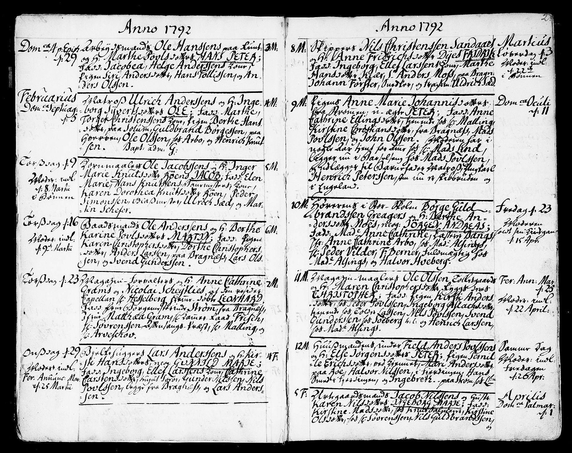 Strømsø kirkebøker, AV/SAKO-A-246/F/Fa/L0010: Parish register (official) no. I 10, 1792-1822, p. 2