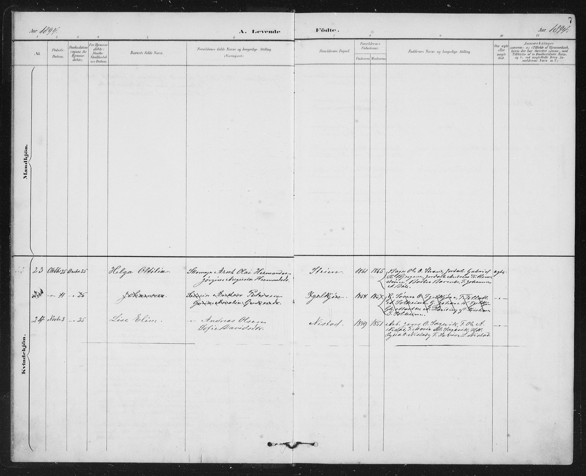 Fjaler sokneprestembete, SAB/A-79801/H/Hab/Habc/L0003: Parish register (copy) no. C 3, 1894-1917, p. 7