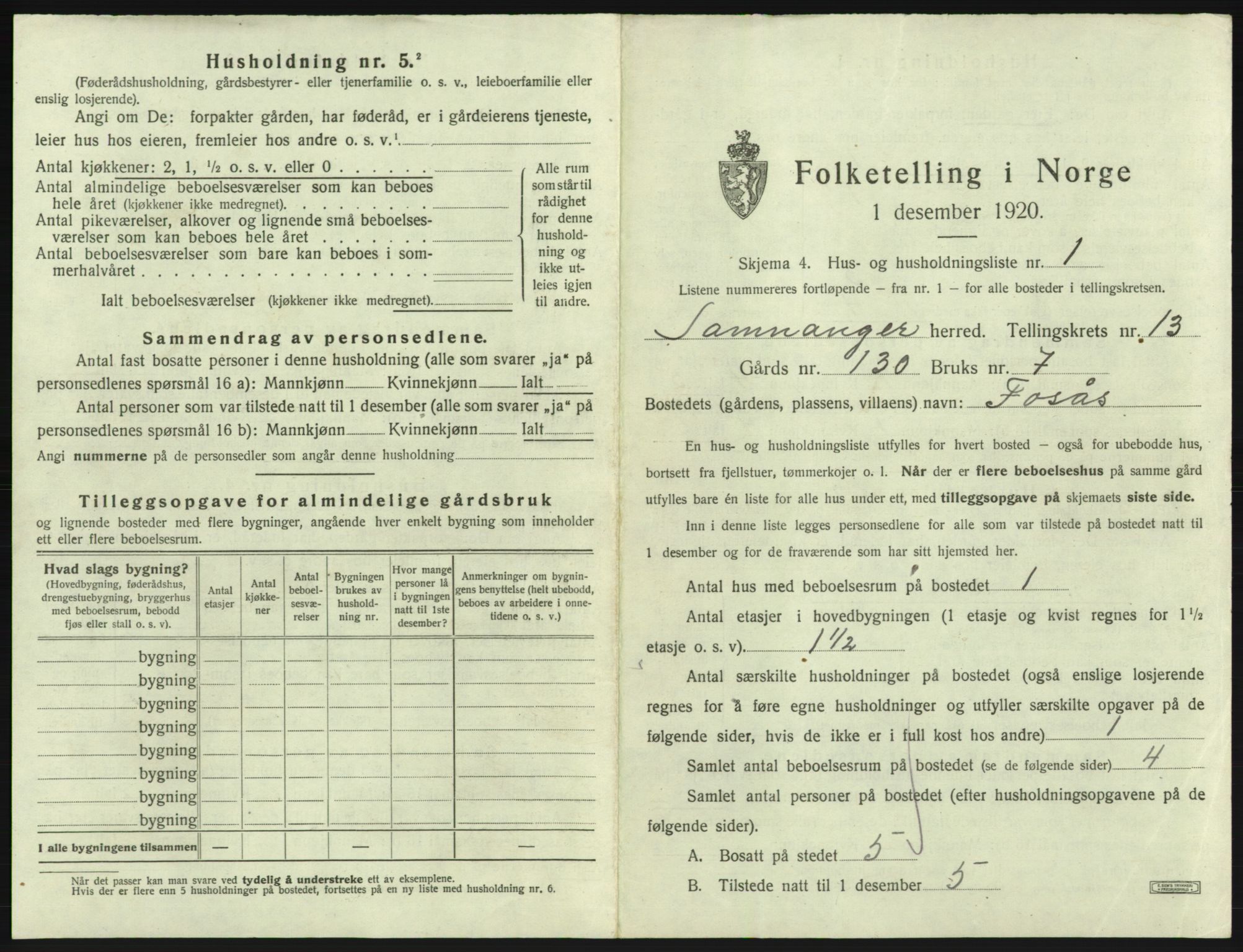 SAB, 1920 census for Samnanger, 1920, p. 678