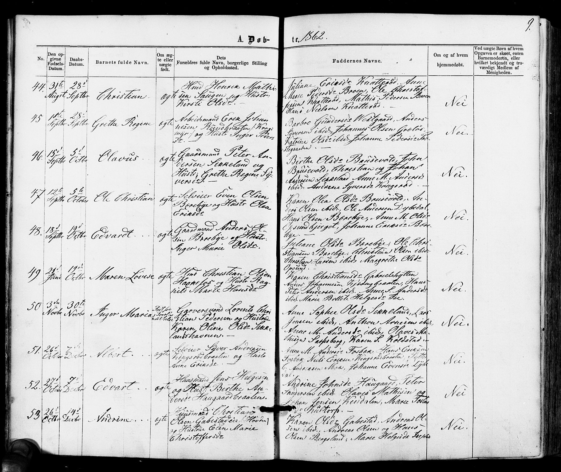 Varteig prestekontor Kirkebøker, SAO/A-10447a/F/Fa/L0001: Parish register (official) no. 1, 1861-1877, p. 9