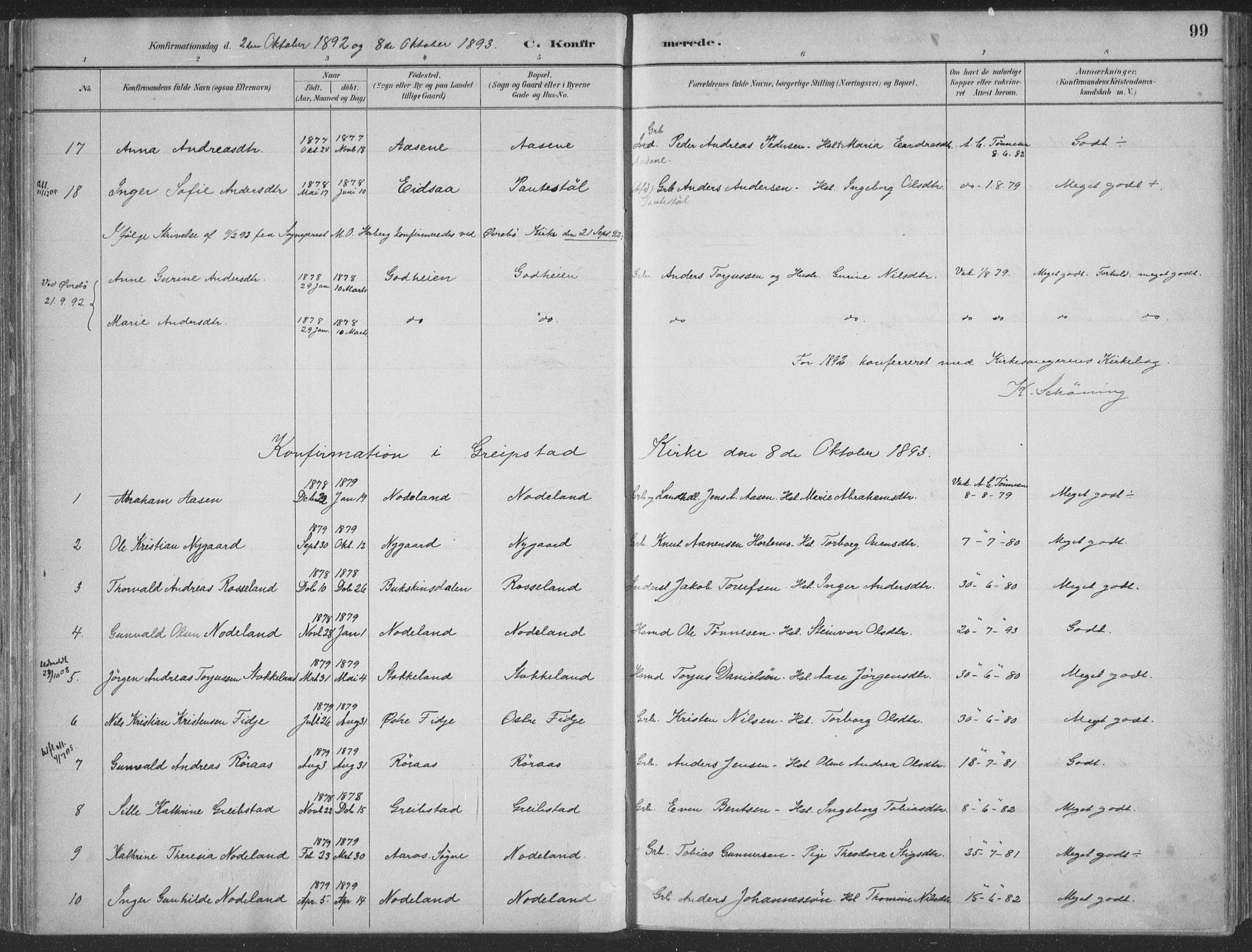 Søgne sokneprestkontor, SAK/1111-0037/F/Fa/Faa/L0003: Parish register (official) no. A 3, 1883-1910, p. 99