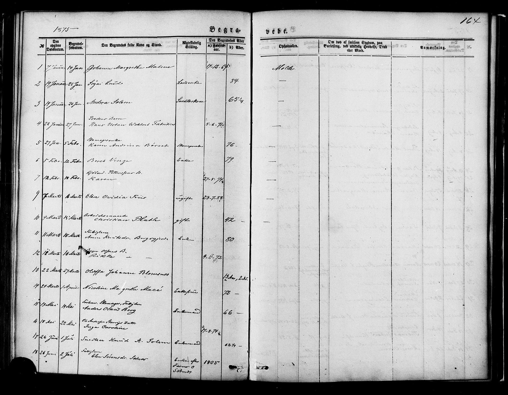 Ministerialprotokoller, klokkerbøker og fødselsregistre - Møre og Romsdal, SAT/A-1454/558/L0691: Parish register (official) no. 558A05, 1873-1886, p. 164