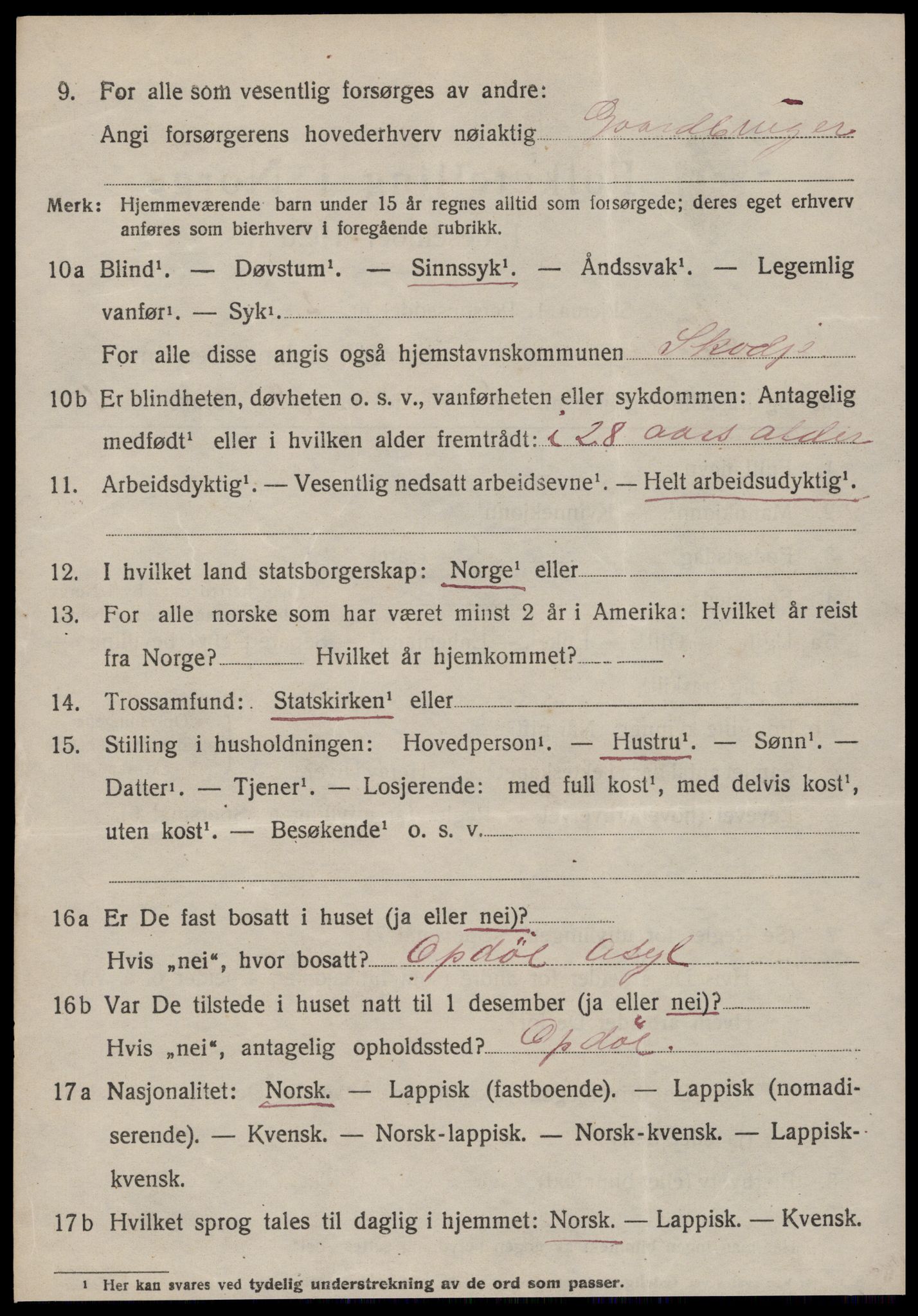 SAT, 1920 census for Skodje, 1920, p. 2968