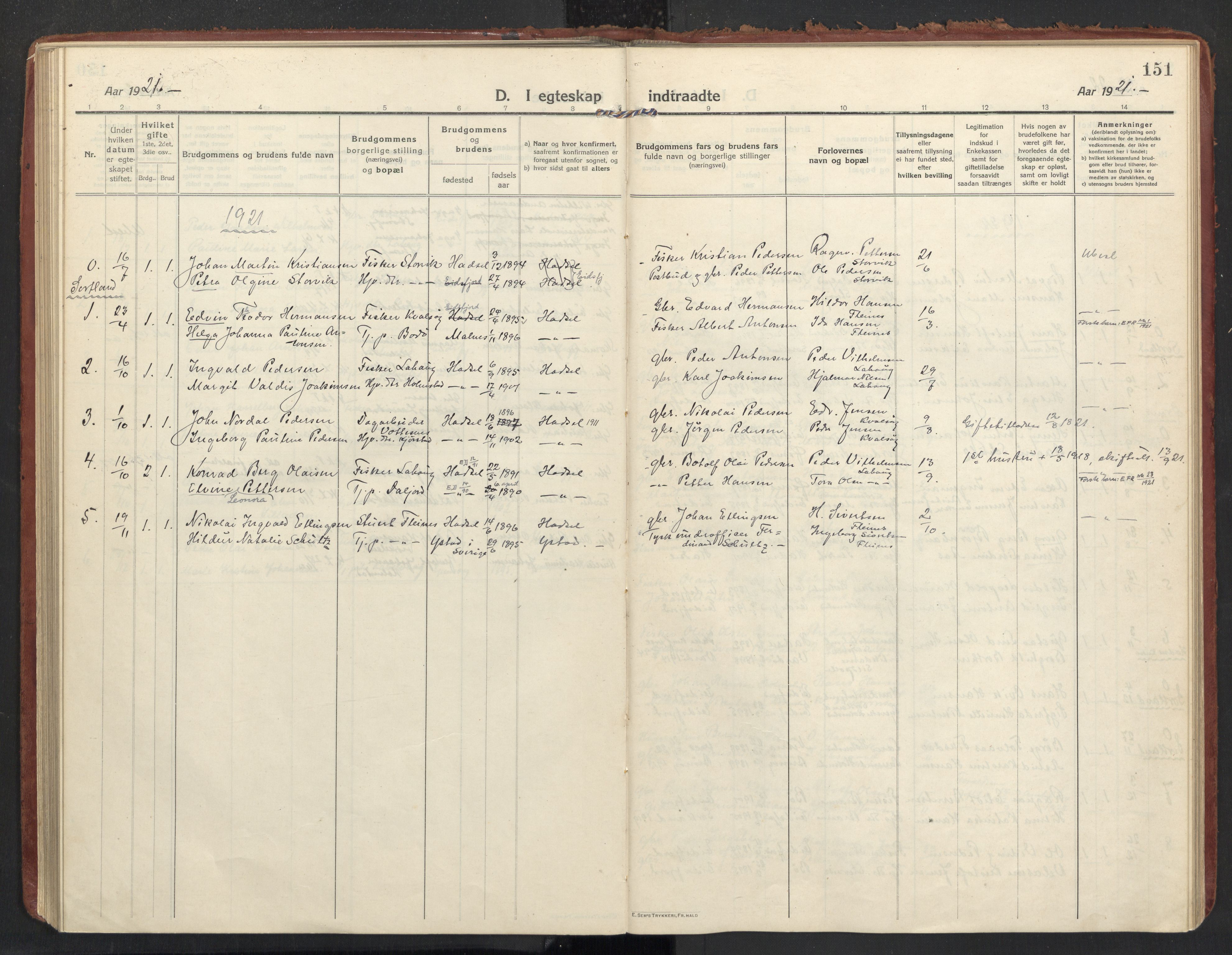 Ministerialprotokoller, klokkerbøker og fødselsregistre - Nordland, SAT/A-1459/890/L1288: Parish register (official) no. 890A03, 1915-1925, p. 151