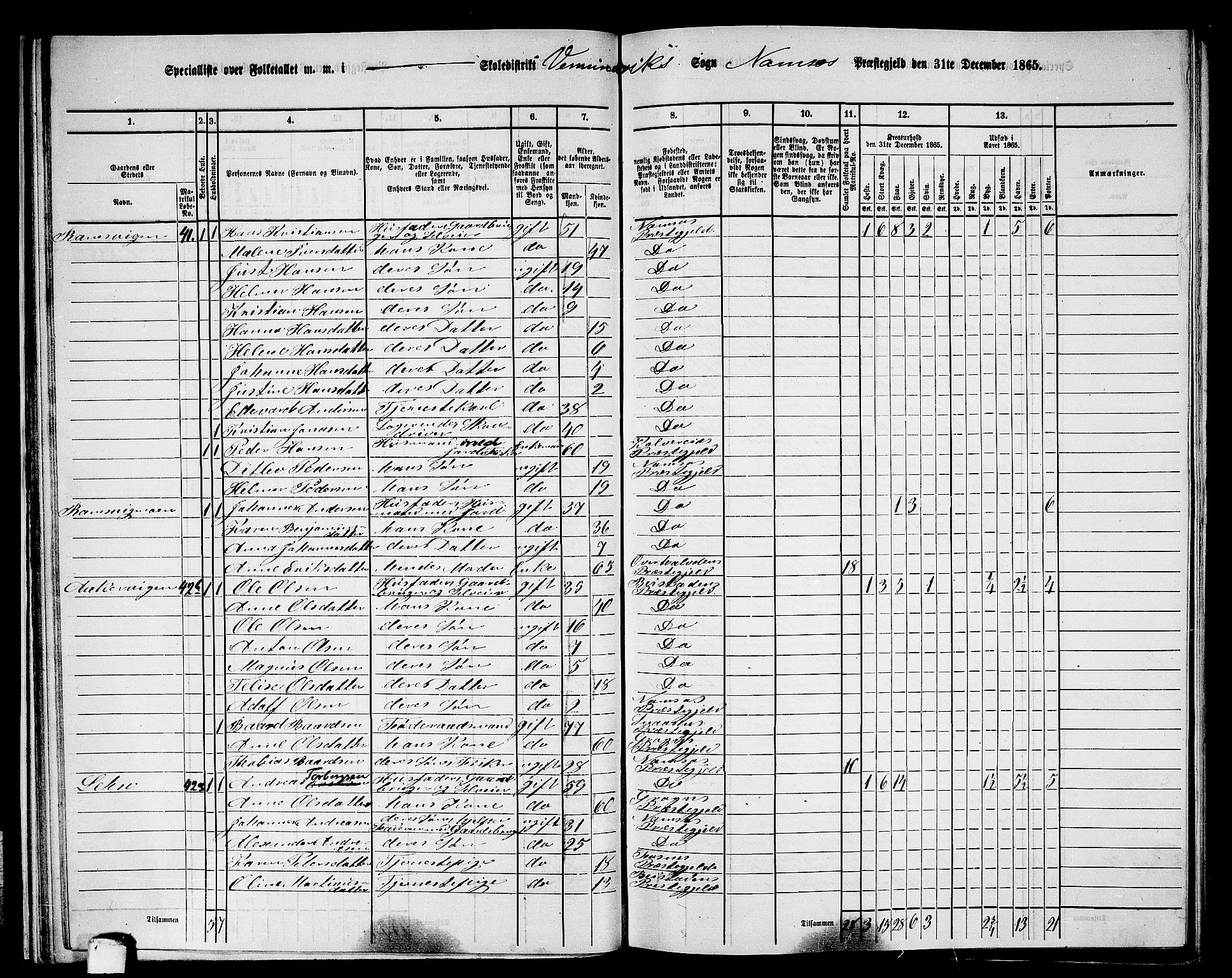 RA, 1865 census for Namsos/Vemundvik og Sævik, 1865, p. 30