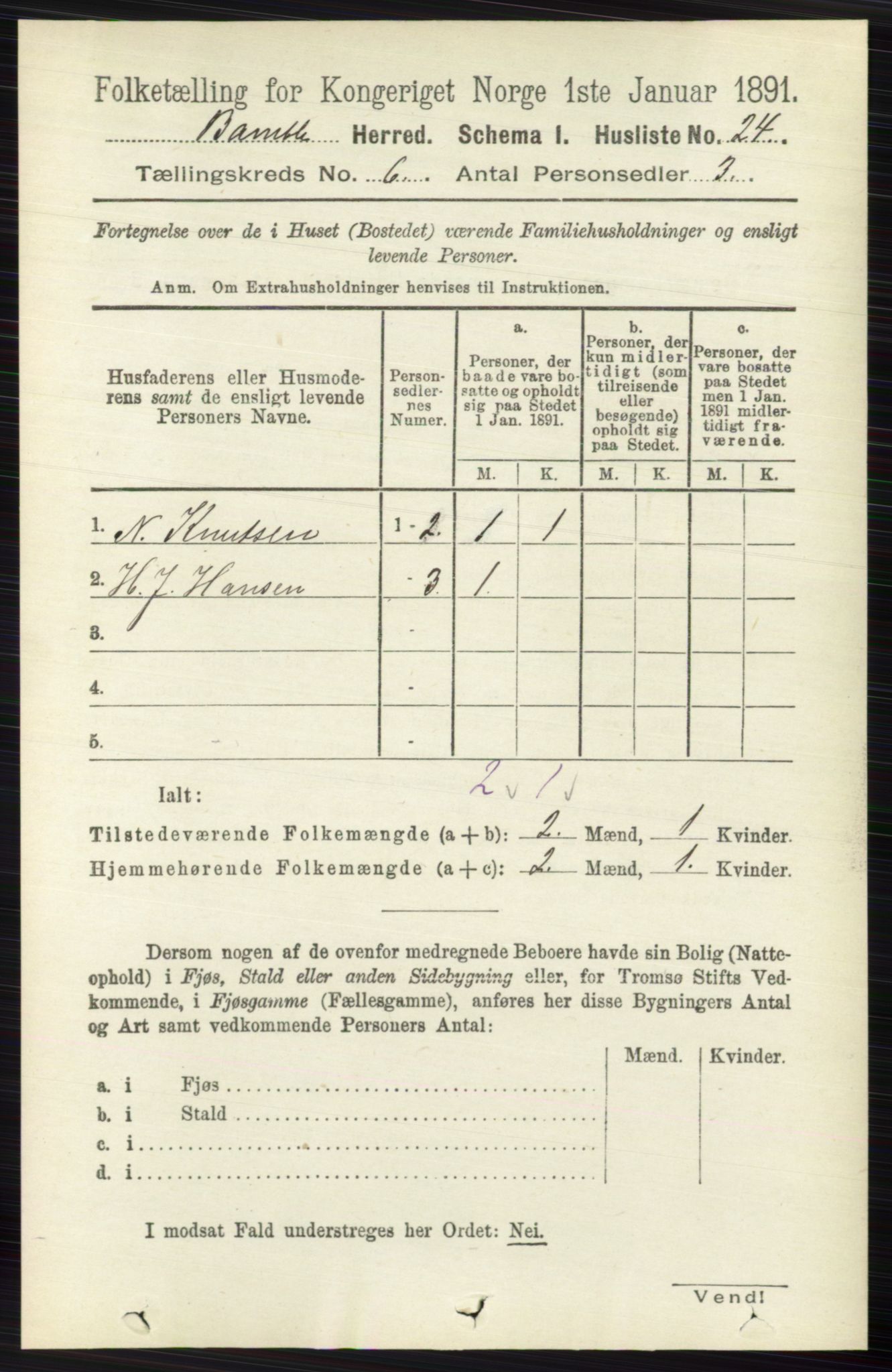 RA, 1891 census for 0814 Bamble, 1891, p. 2679