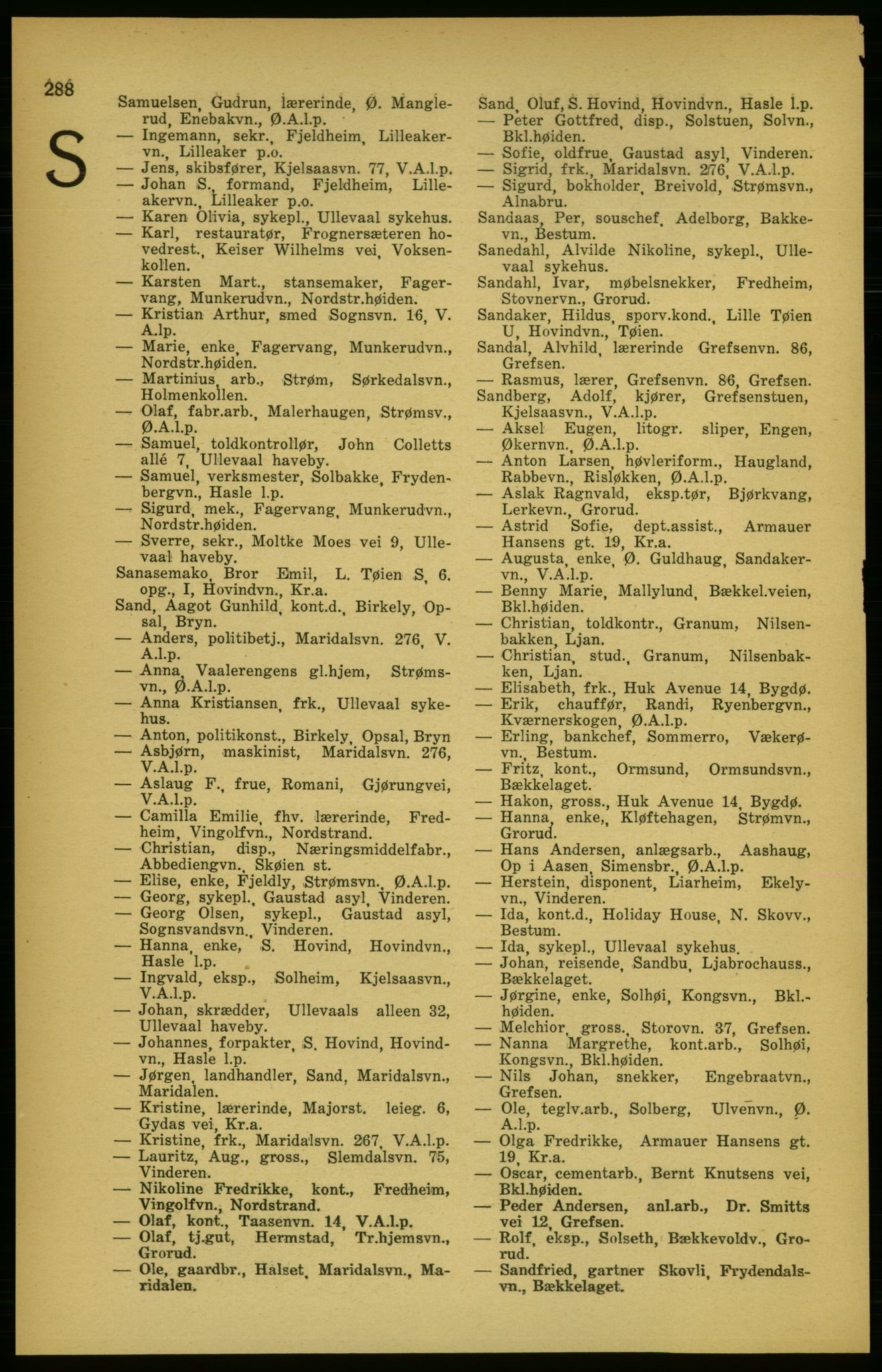 Aker adressebok/adressekalender, PUBL/001/A/003: Akers adressekalender, 1924-1925, p. 288