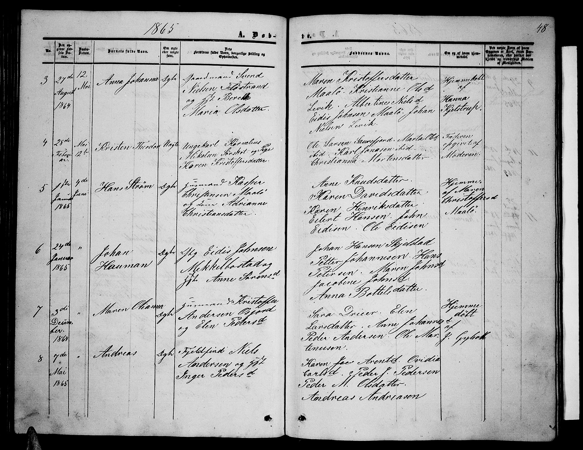Ministerialprotokoller, klokkerbøker og fødselsregistre - Nordland, SAT/A-1459/857/L0827: Parish register (copy) no. 857C02, 1852-1879, p. 48