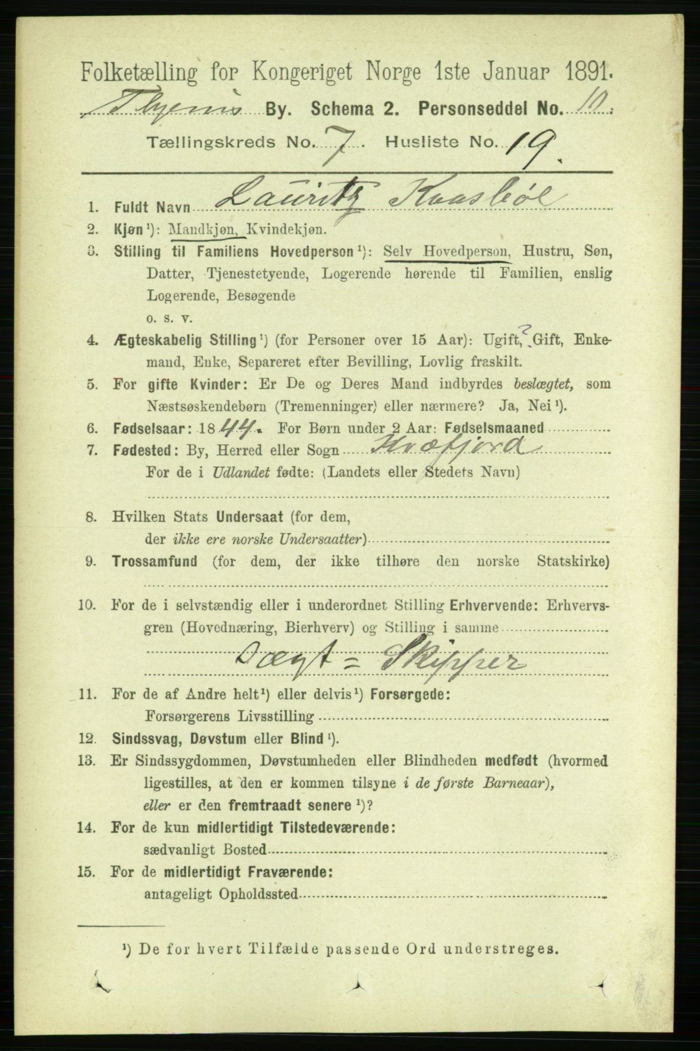 RA, 1891 census for 1601 Trondheim, 1891, p. 6203