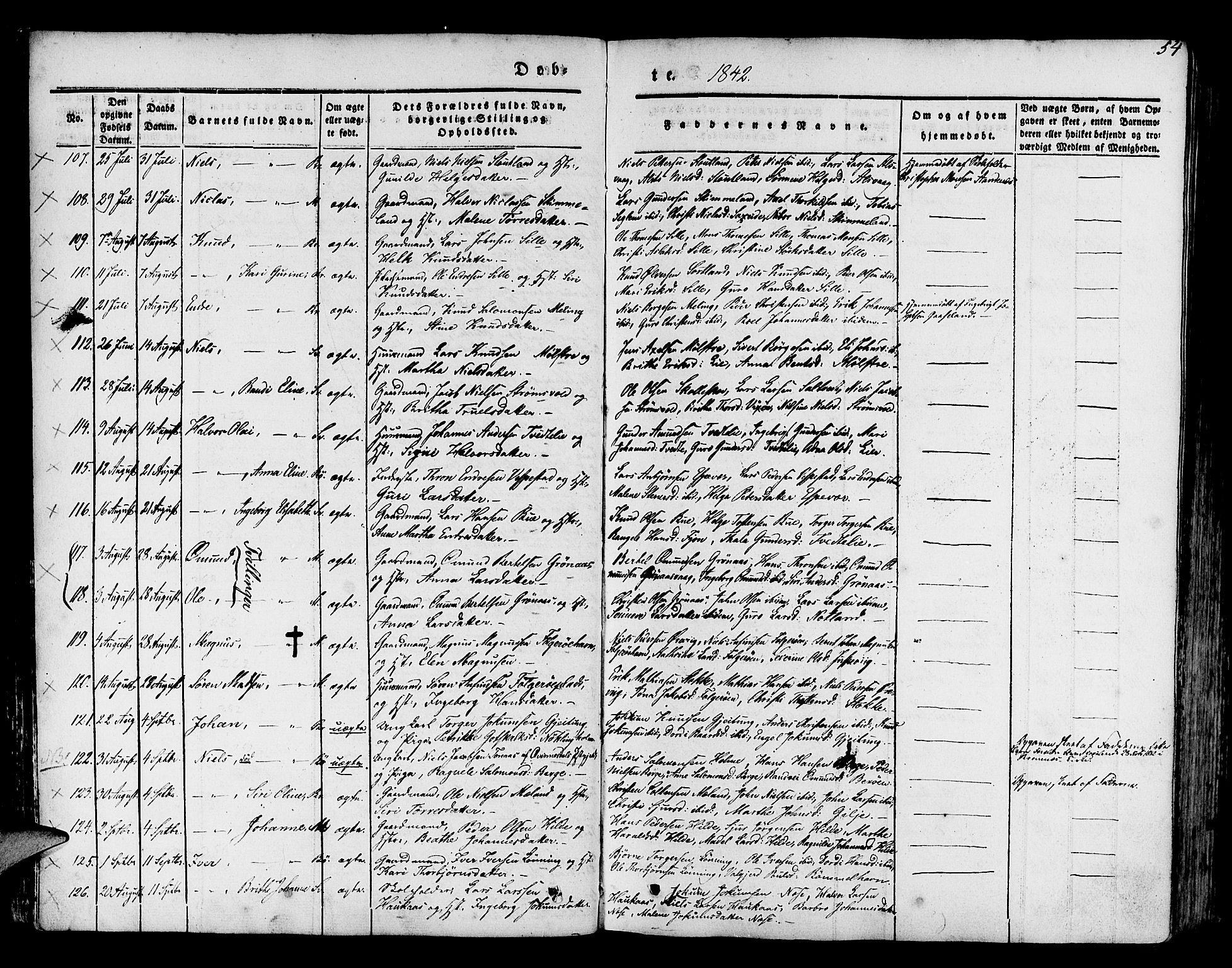 Finnås sokneprestembete, AV/SAB-A-99925/H/Ha/Haa/Haaa/L0006: Parish register (official) no. A 6, 1836-1850, p. 54