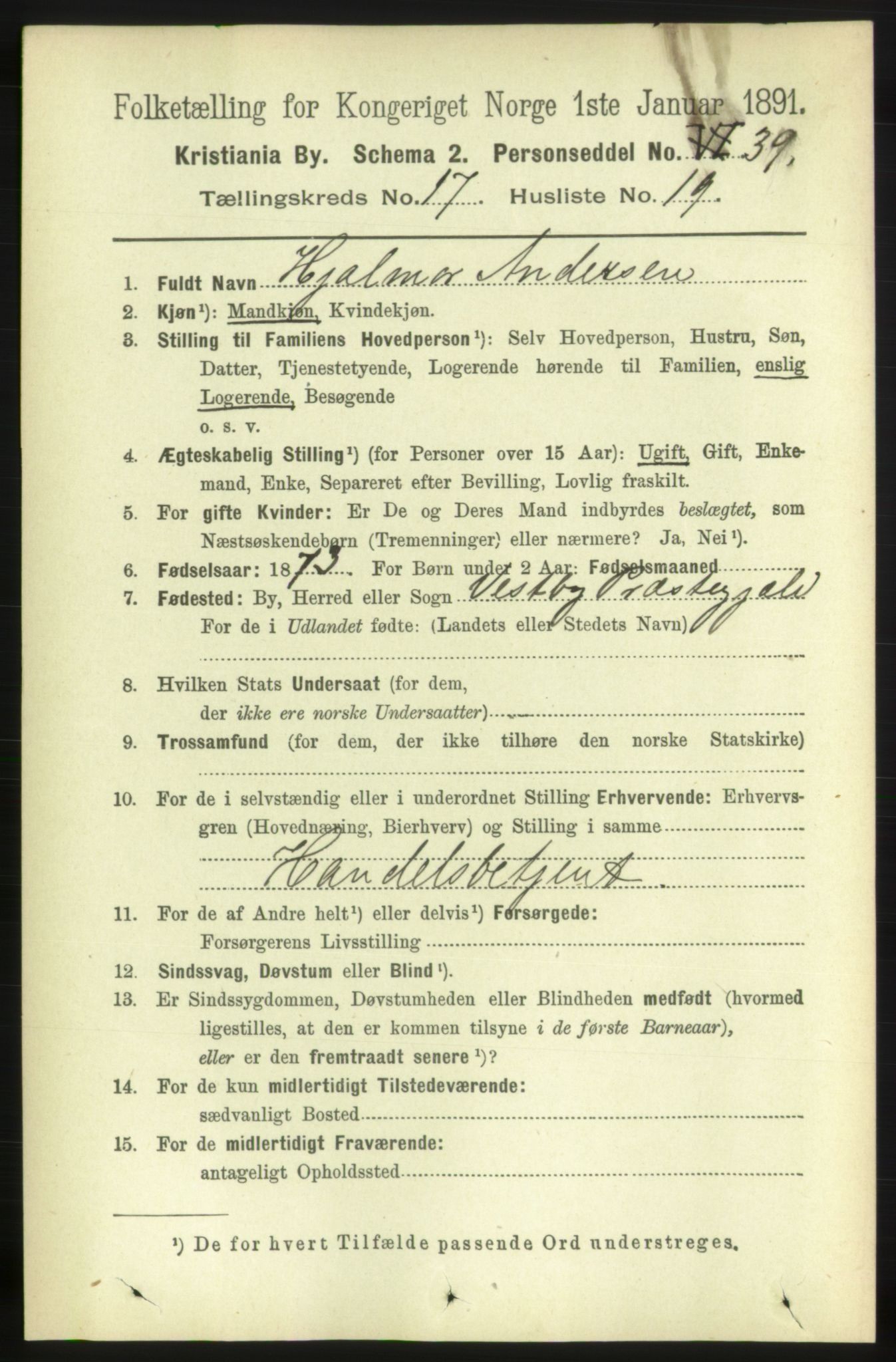 RA, 1891 census for 0301 Kristiania, 1891, p. 8546