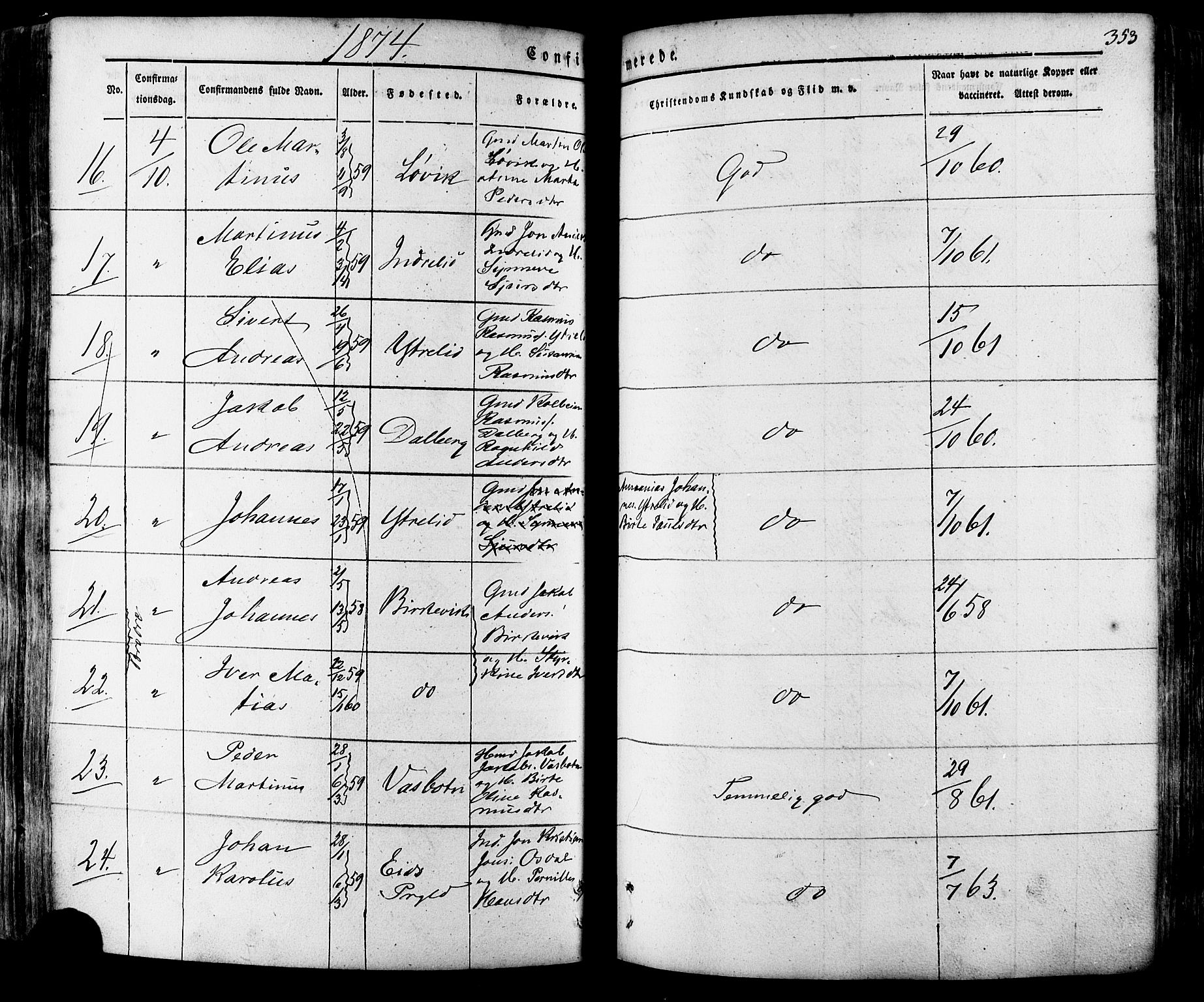 Ministerialprotokoller, klokkerbøker og fødselsregistre - Møre og Romsdal, SAT/A-1454/511/L0140: Parish register (official) no. 511A07, 1851-1878, p. 353