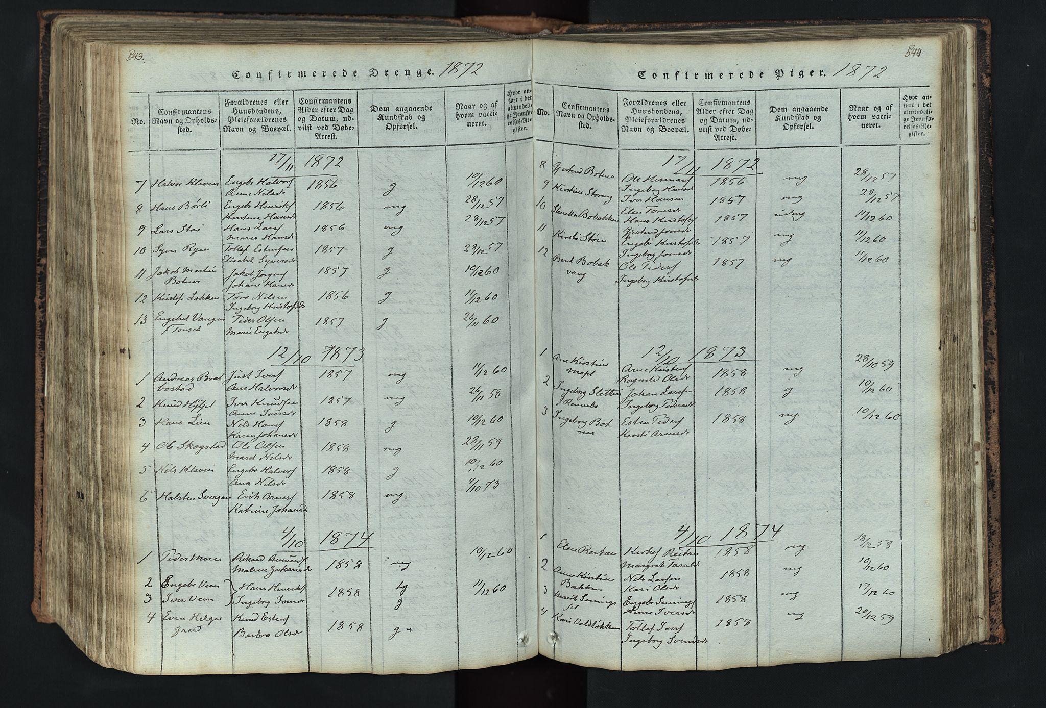Kvikne prestekontor, SAH/PREST-064/H/Ha/Hab/L0001: Parish register (copy) no. 1, 1815-1895, p. 543-544