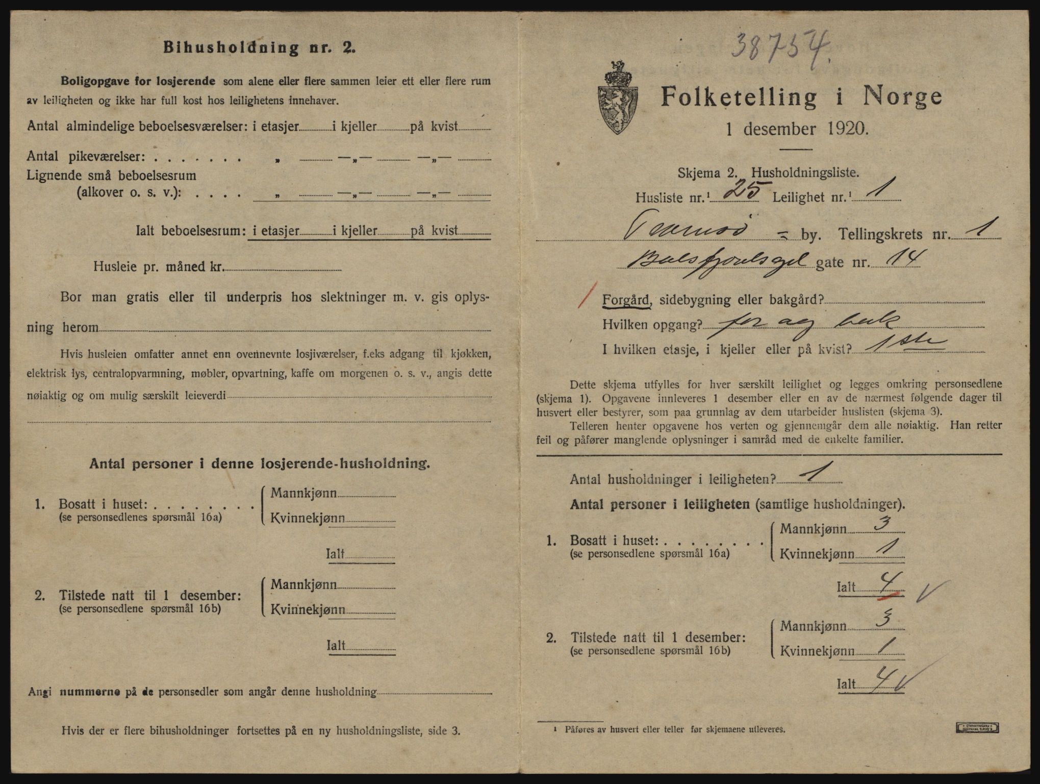 SATØ, 1920 census for Tromsø, 1920, p. 2483