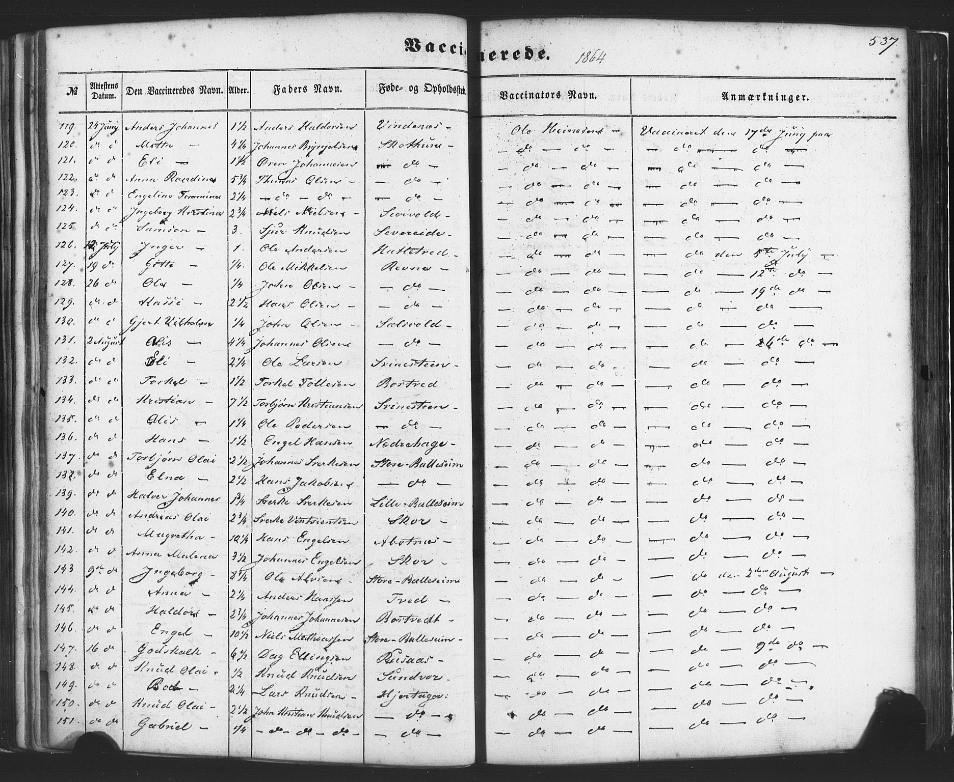 Fusa sokneprestembete, SAB/A-75401/H/Haa: Parish register (official) no. A 1II, 1855-1879, p. 537