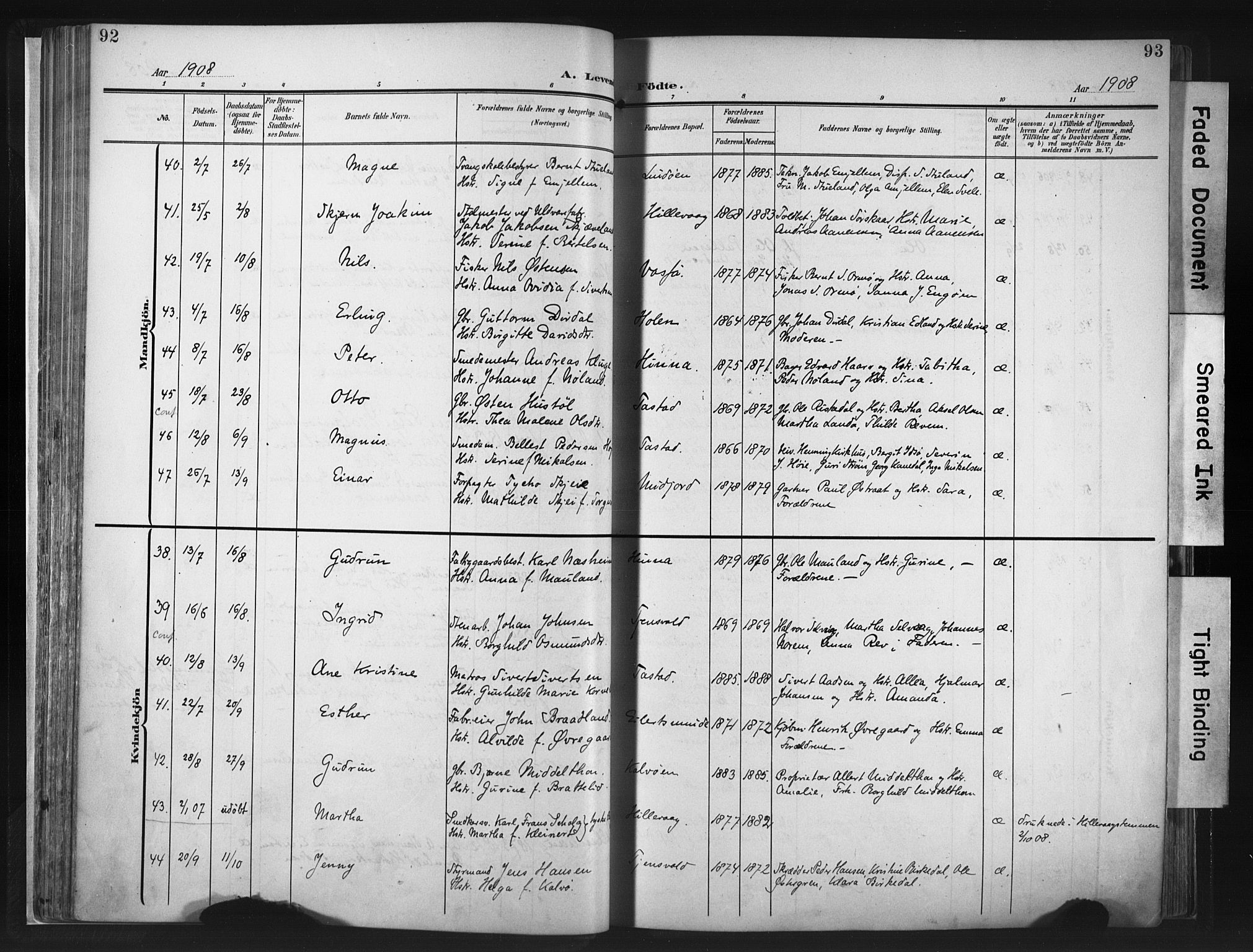 Hetland sokneprestkontor, AV/SAST-A-101826/30/30BA/L0013: Parish register (official) no. A 13, 1904-1918, p. 92-93