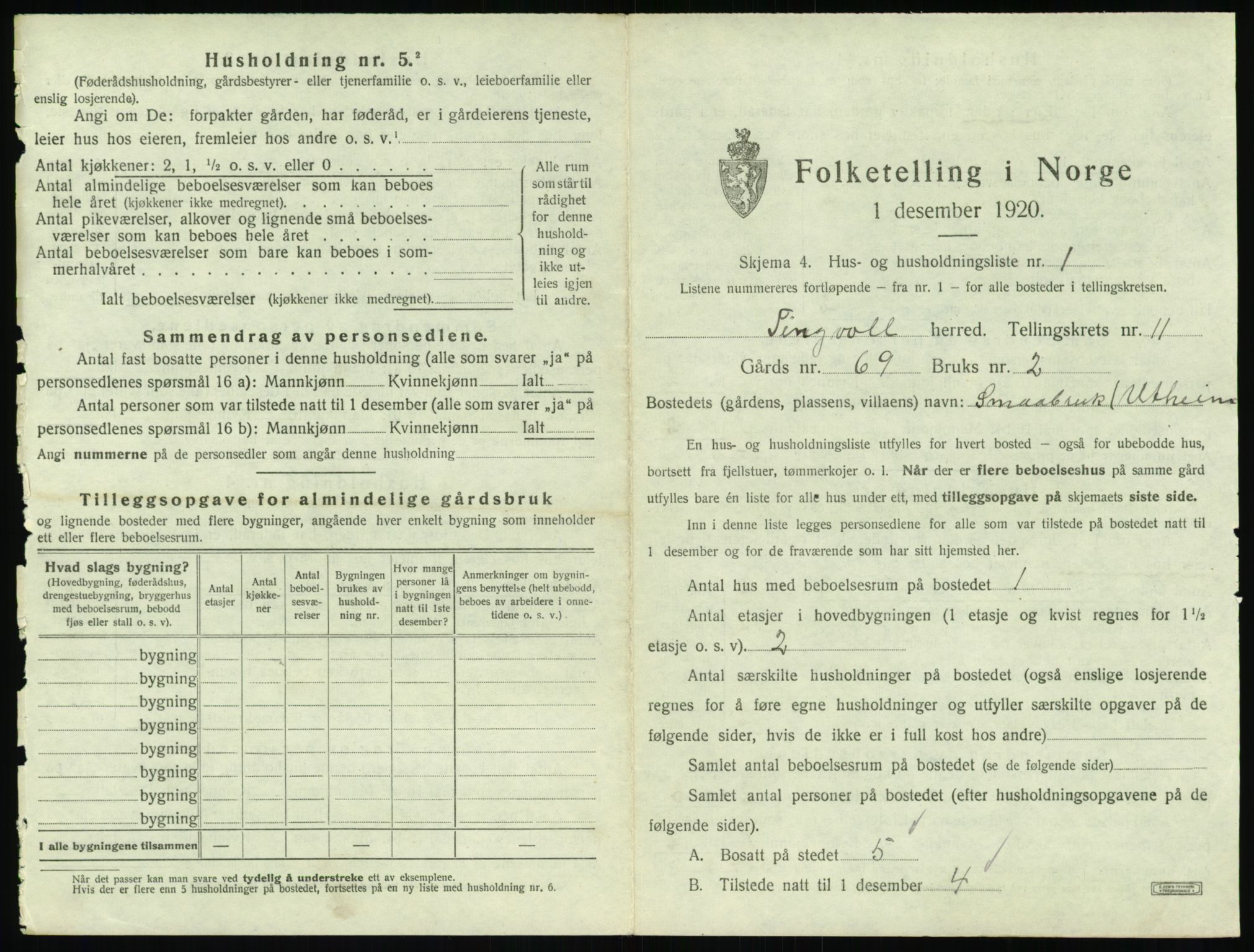 SAT, 1920 census for Tingvoll, 1920, p. 820