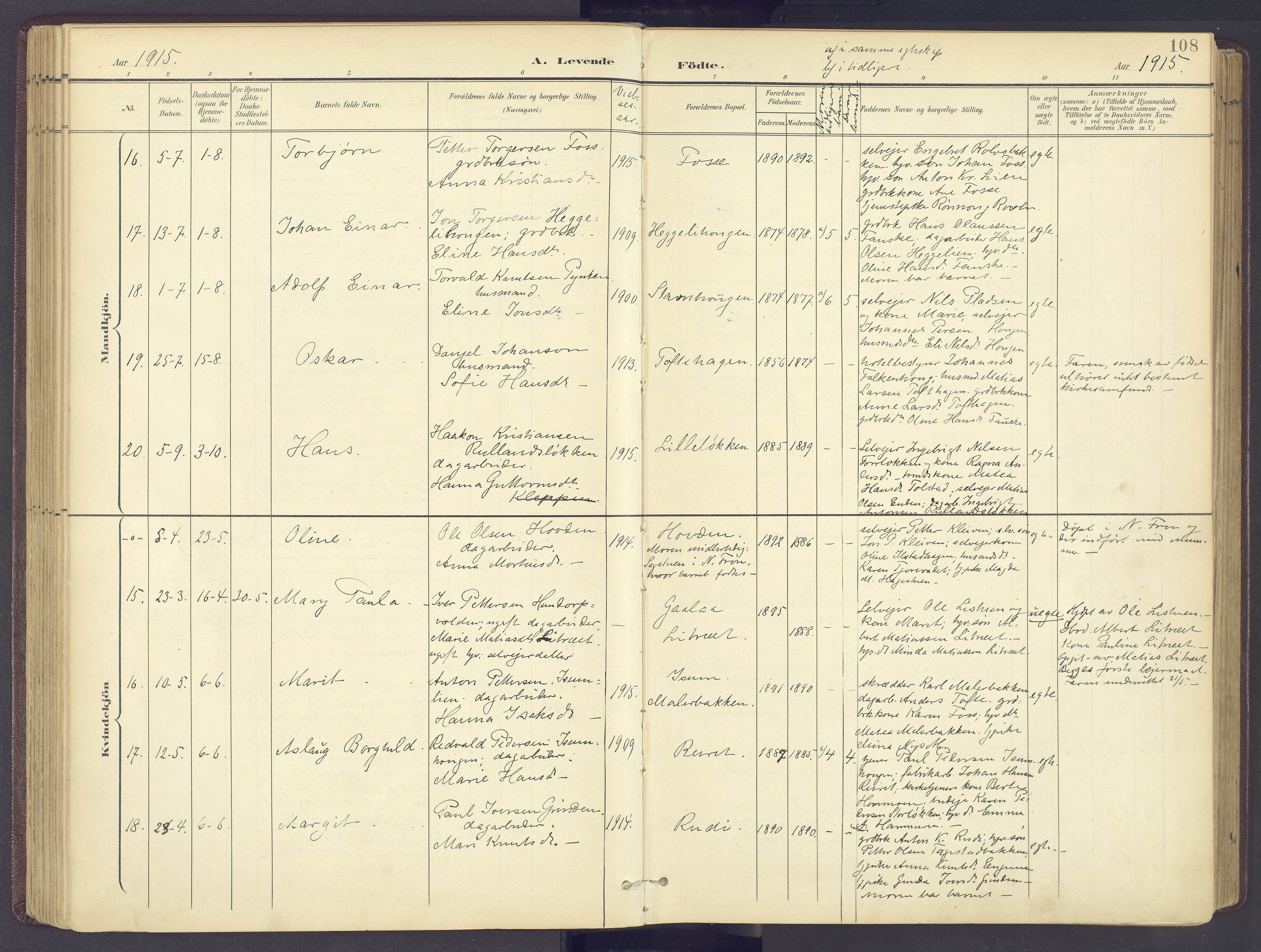 Sør-Fron prestekontor, AV/SAH-PREST-010/H/Ha/Haa/L0004: Parish register (official) no. 4, 1898-1919, p. 108