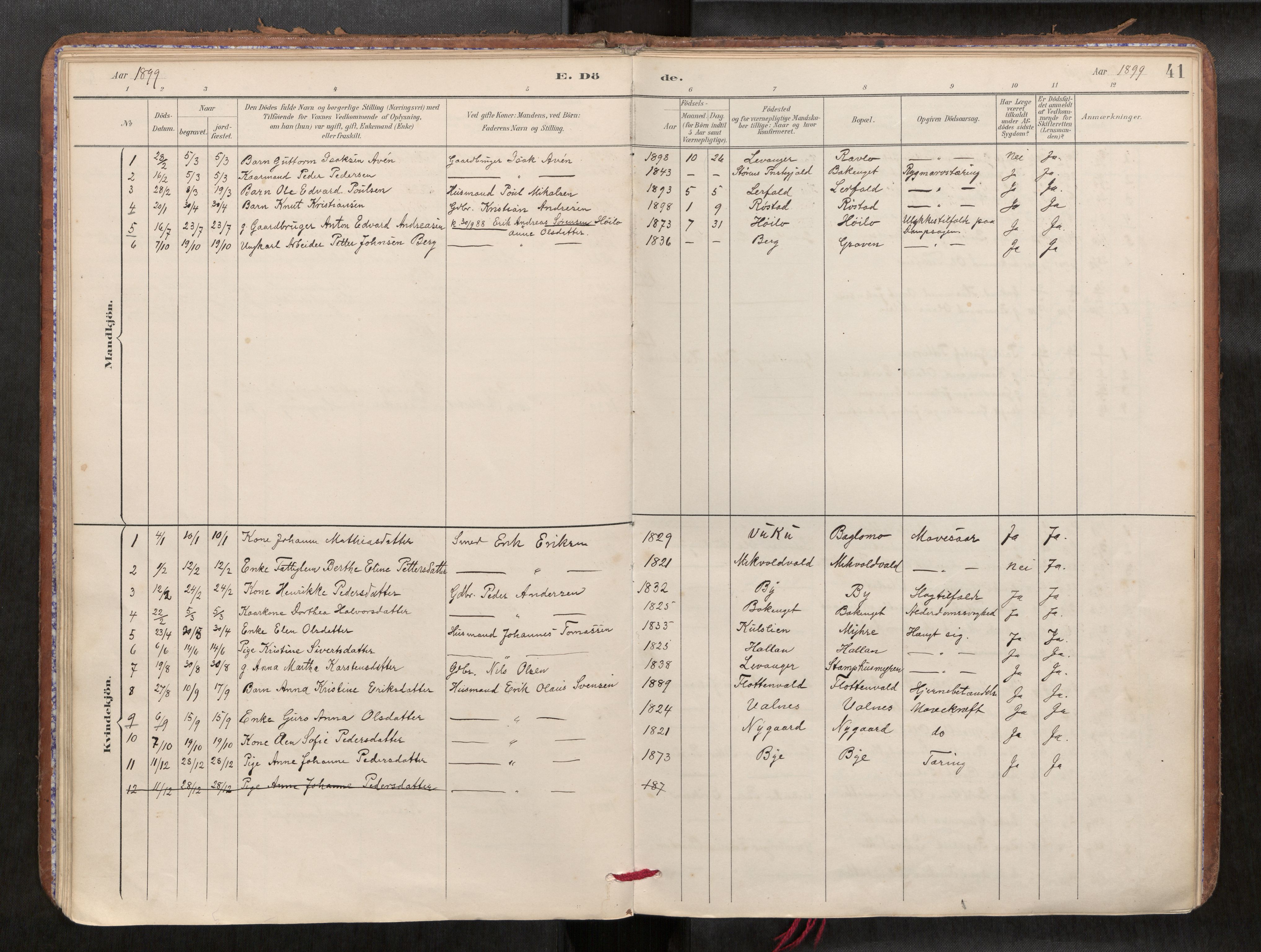 Verdal sokneprestkontor, SAT/A-1156/2/H/Haa/L0002: Parish register (official) no. 2, 1891-1907, p. 41