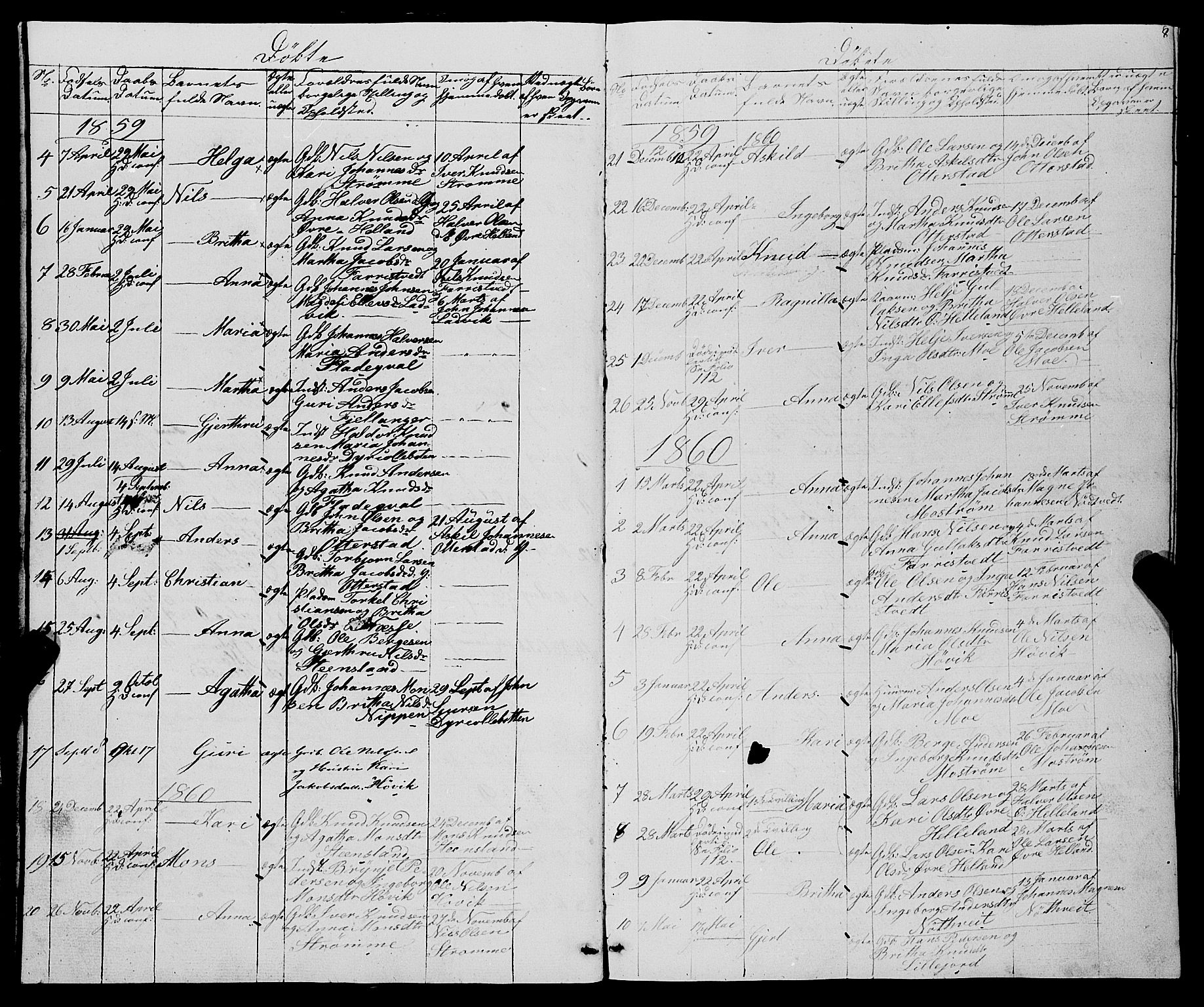 Osterfjorden Soknepresembete, AV/SAB-A-77301: Parish register (copy) no. B 1, 1851-1890, p. 8