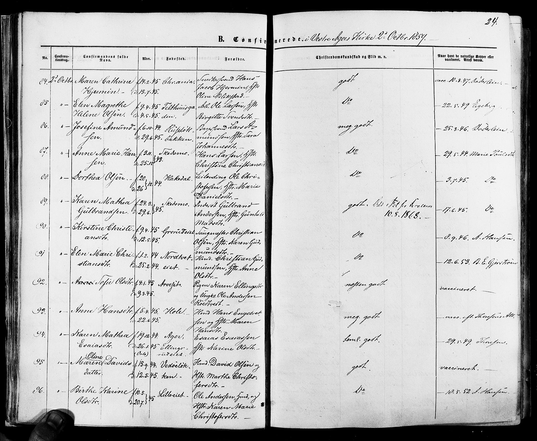 Vestre Aker prestekontor Kirkebøker, AV/SAO-A-10025/F/Fa/L0005: Parish register (official) no. 5, 1859-1877, p. 24