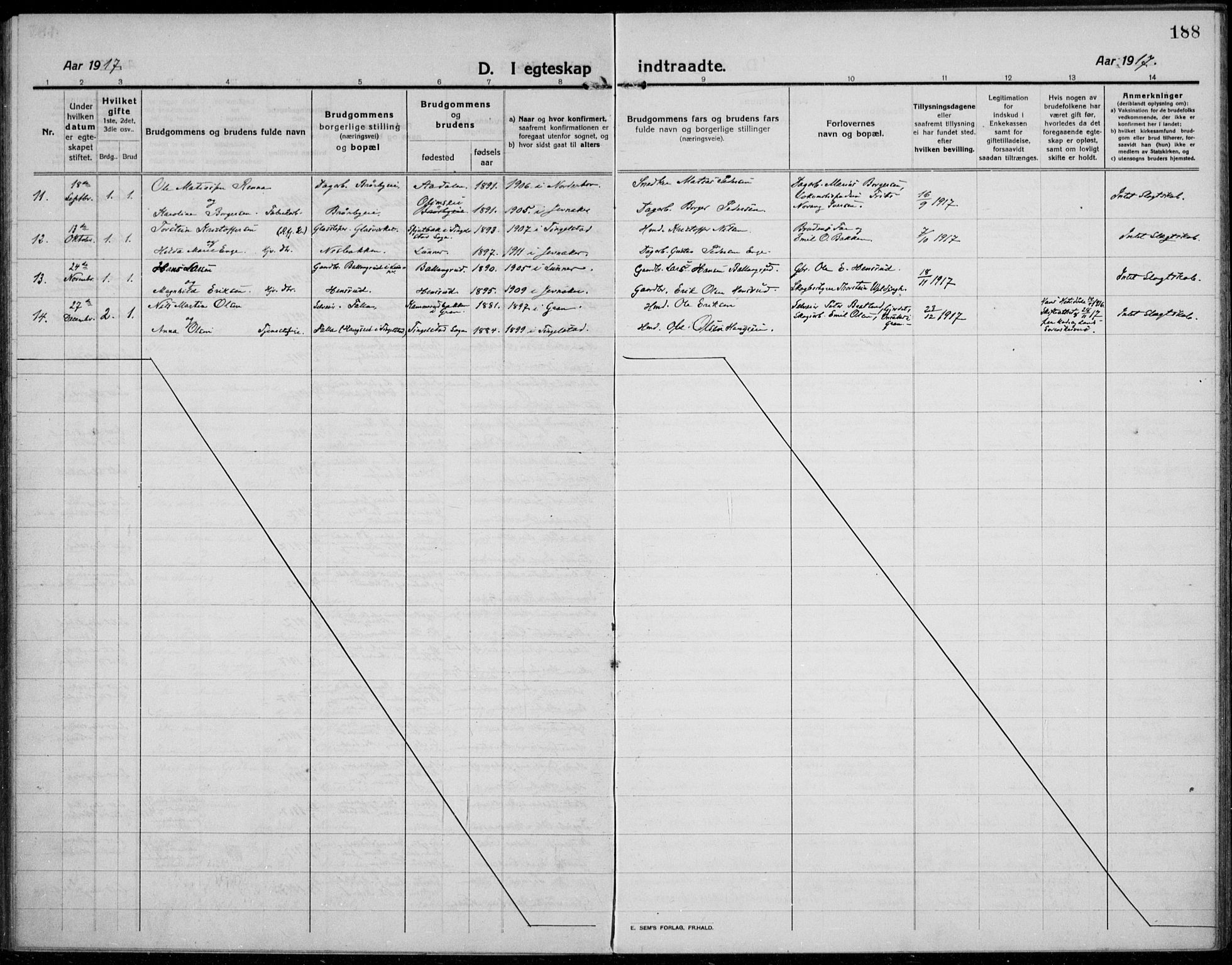 Jevnaker prestekontor, SAH/PREST-116/H/Ha/Haa/L0012: Parish register (official) no. 12, 1914-1924, p. 188