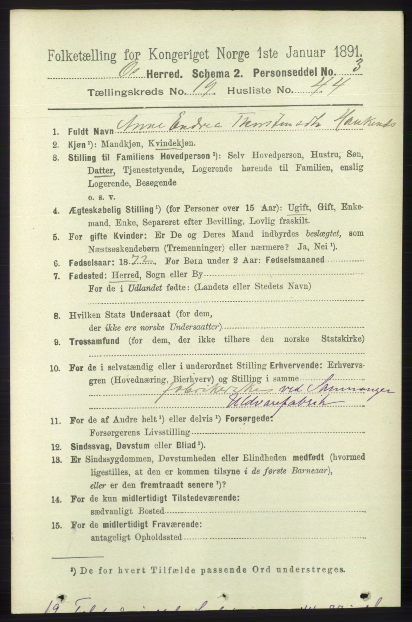 RA, 1891 census for 1243 Os, 1891, p. 4199