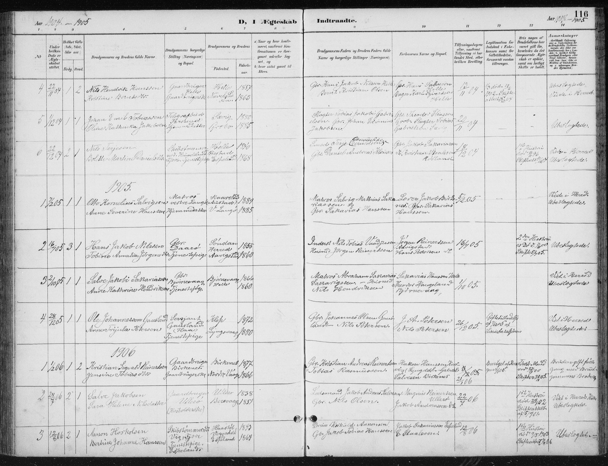 Herad sokneprestkontor, SAK/1111-0018/F/Fb/Fbb/L0004: Parish register (copy) no. B 4, 1890-1935, p. 116