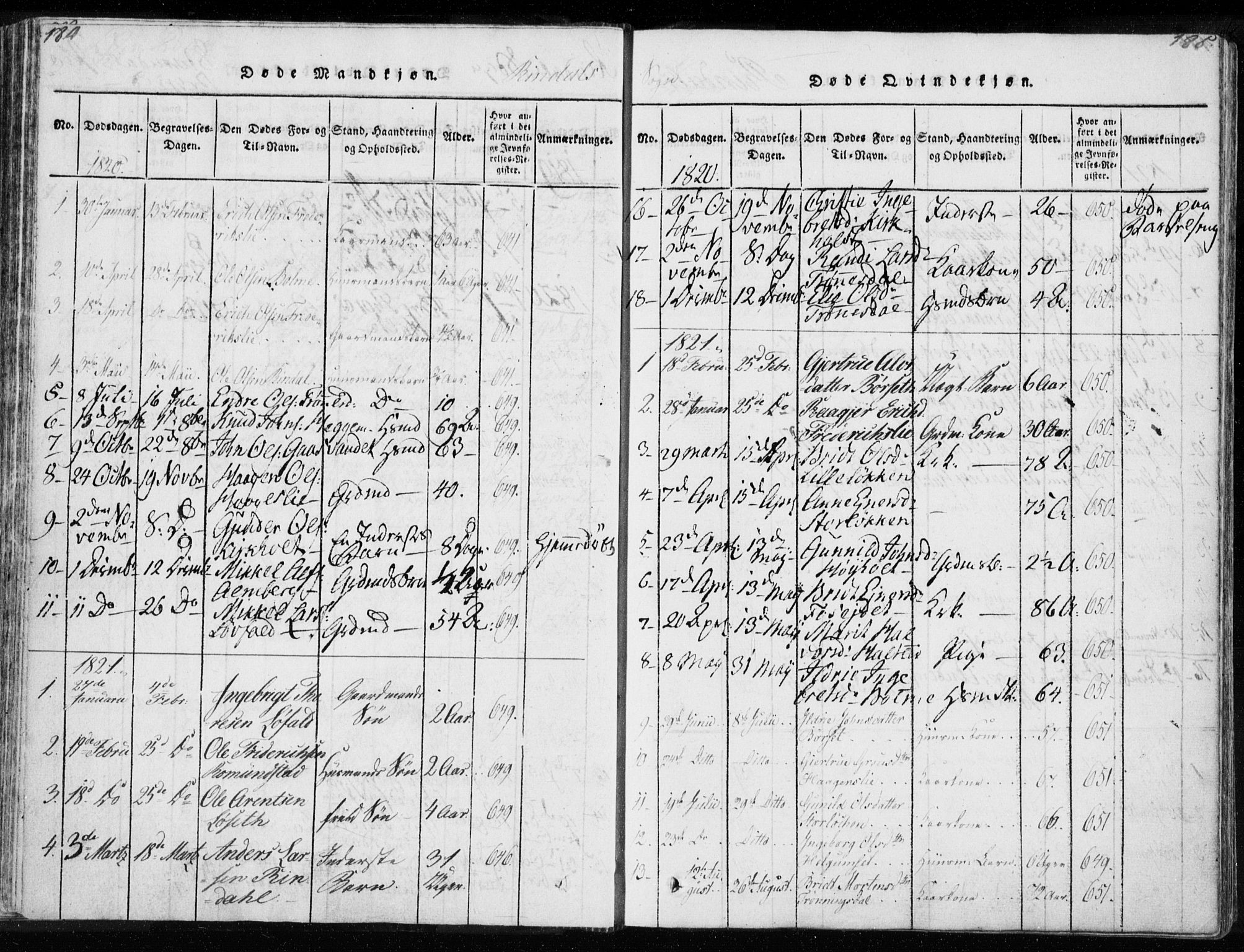 Ministerialprotokoller, klokkerbøker og fødselsregistre - Møre og Romsdal, AV/SAT-A-1454/595/L1041: Parish register (official) no. 595A03, 1819-1829, p. 184-185