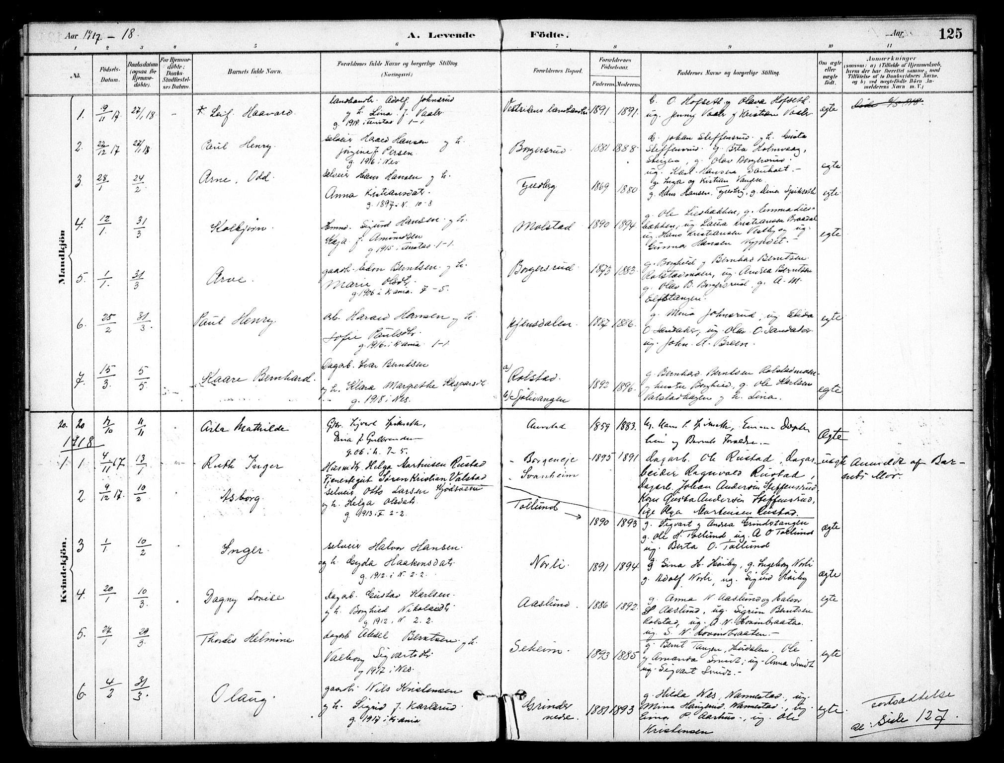 Nes prestekontor Kirkebøker, SAO/A-10410/F/Fb/L0002: Parish register (official) no. II 2, 1883-1918, p. 125