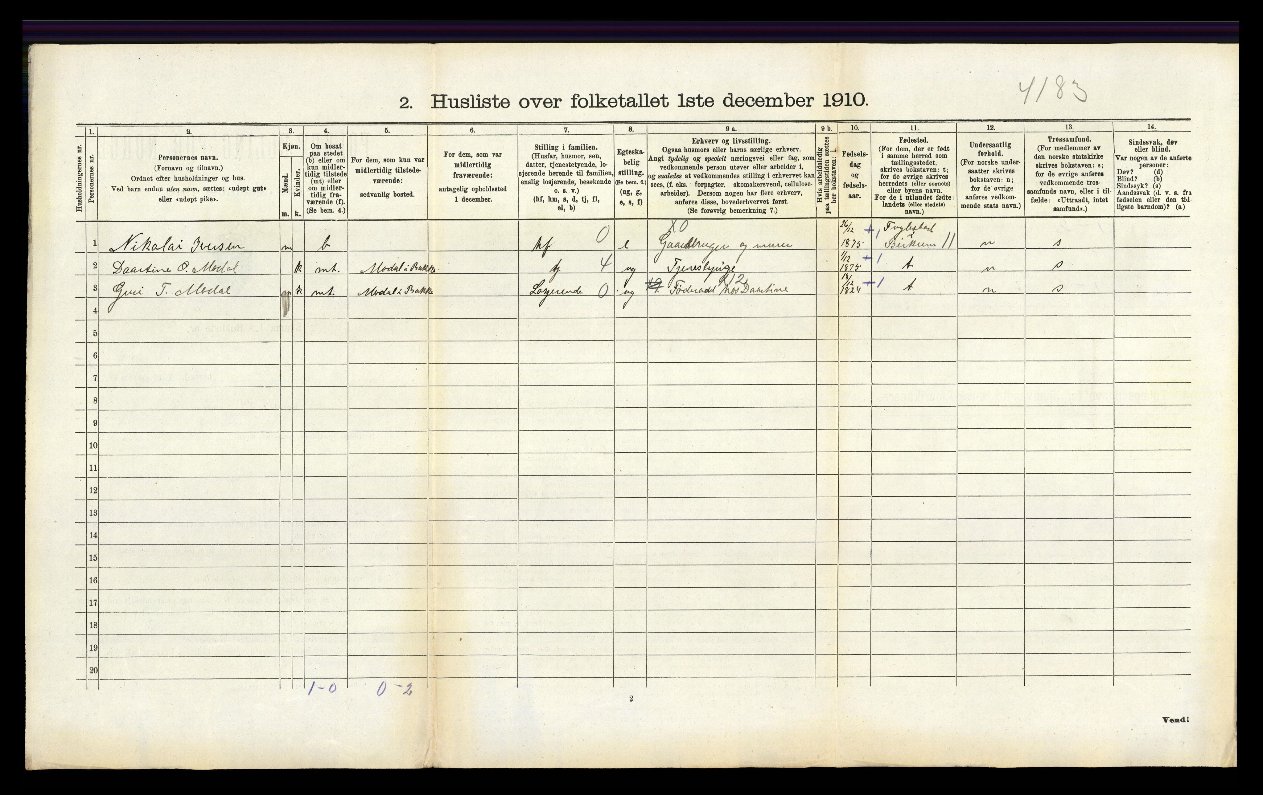 RA, 1910 census for Bakke, 1910, p. 286