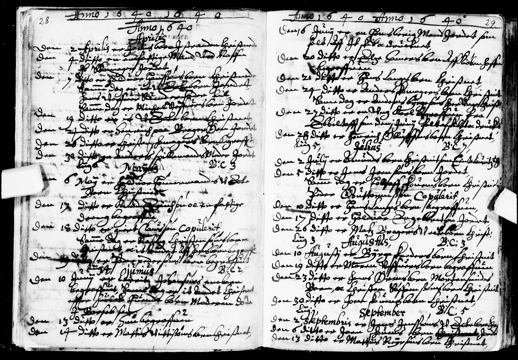 Bragernes kirkebøker, AV/SAKO-A-6/F/Fa/L0001: Parish register (official) no. I 1, 1634-1662, p. 28-29