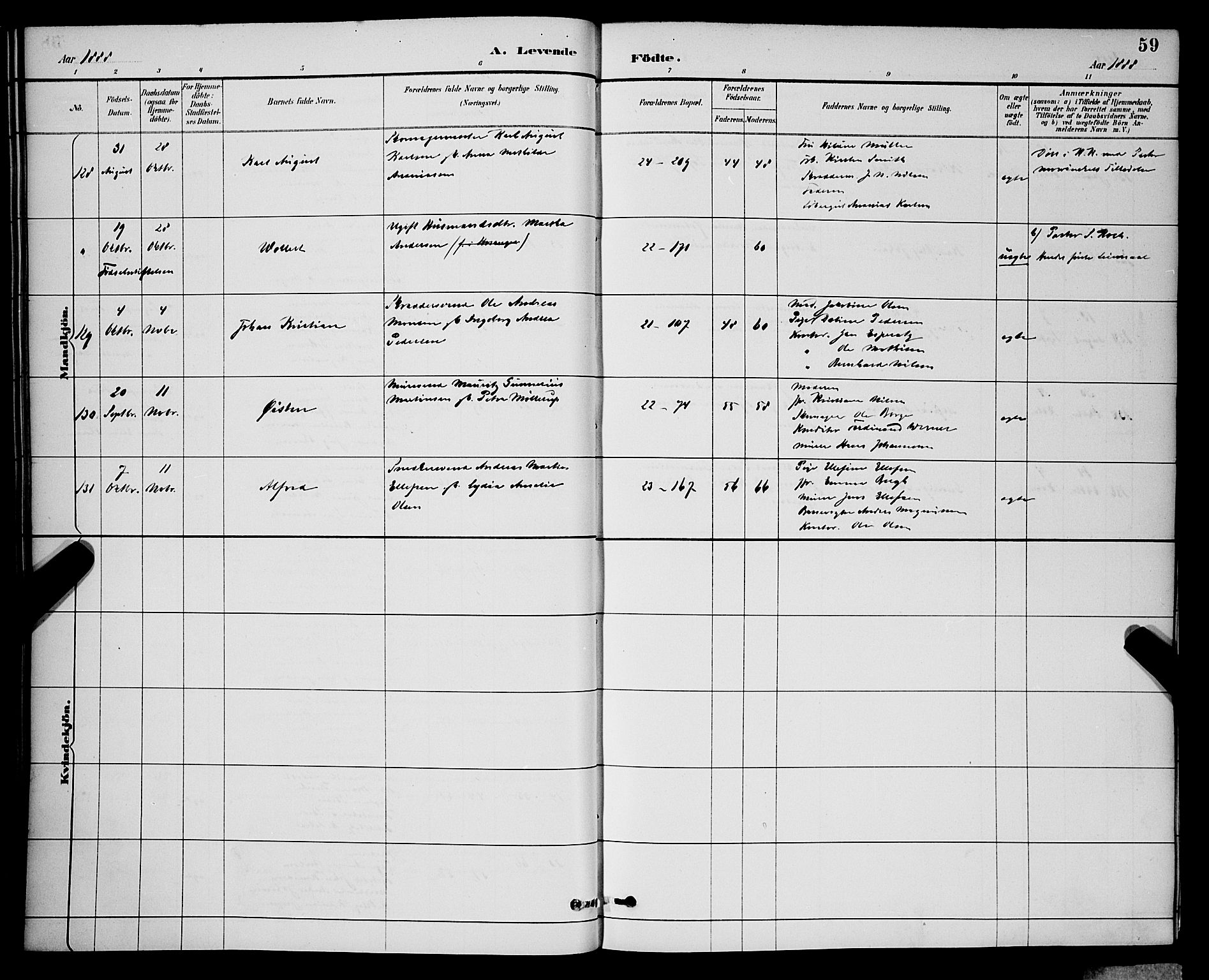 Korskirken sokneprestembete, AV/SAB-A-76101/H/Hab: Parish register (copy) no. B 9, 1887-1896, p. 59