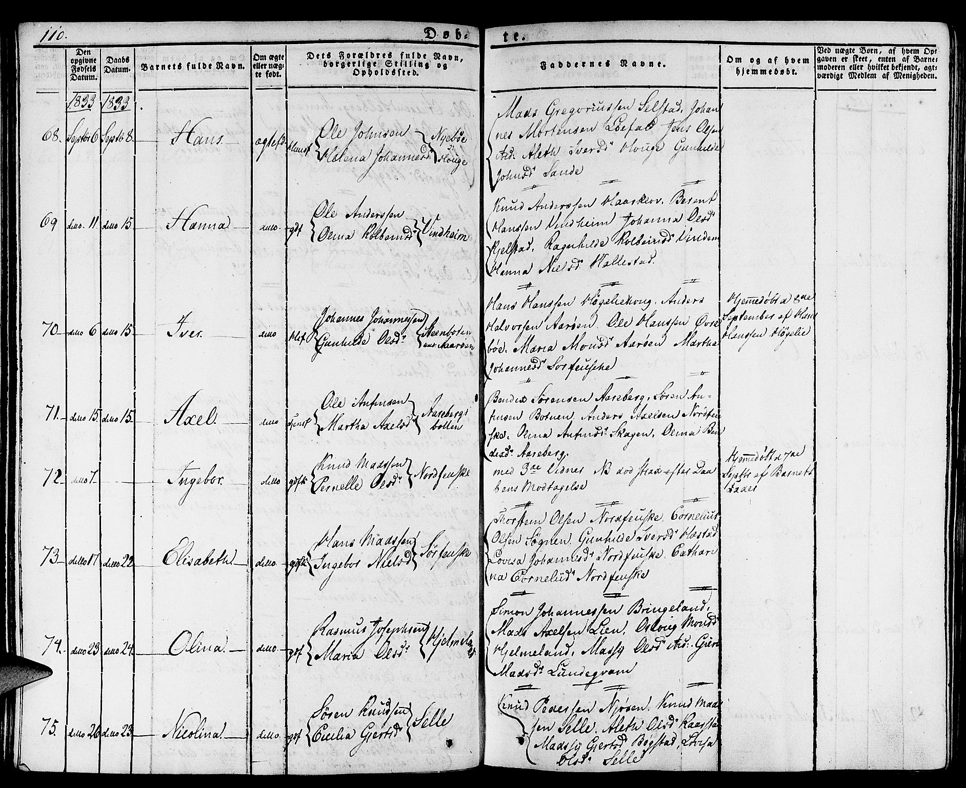 Gaular sokneprestembete, SAB/A-80001/H/Haa: Parish register (official) no. A 3, 1821-1840, p. 110