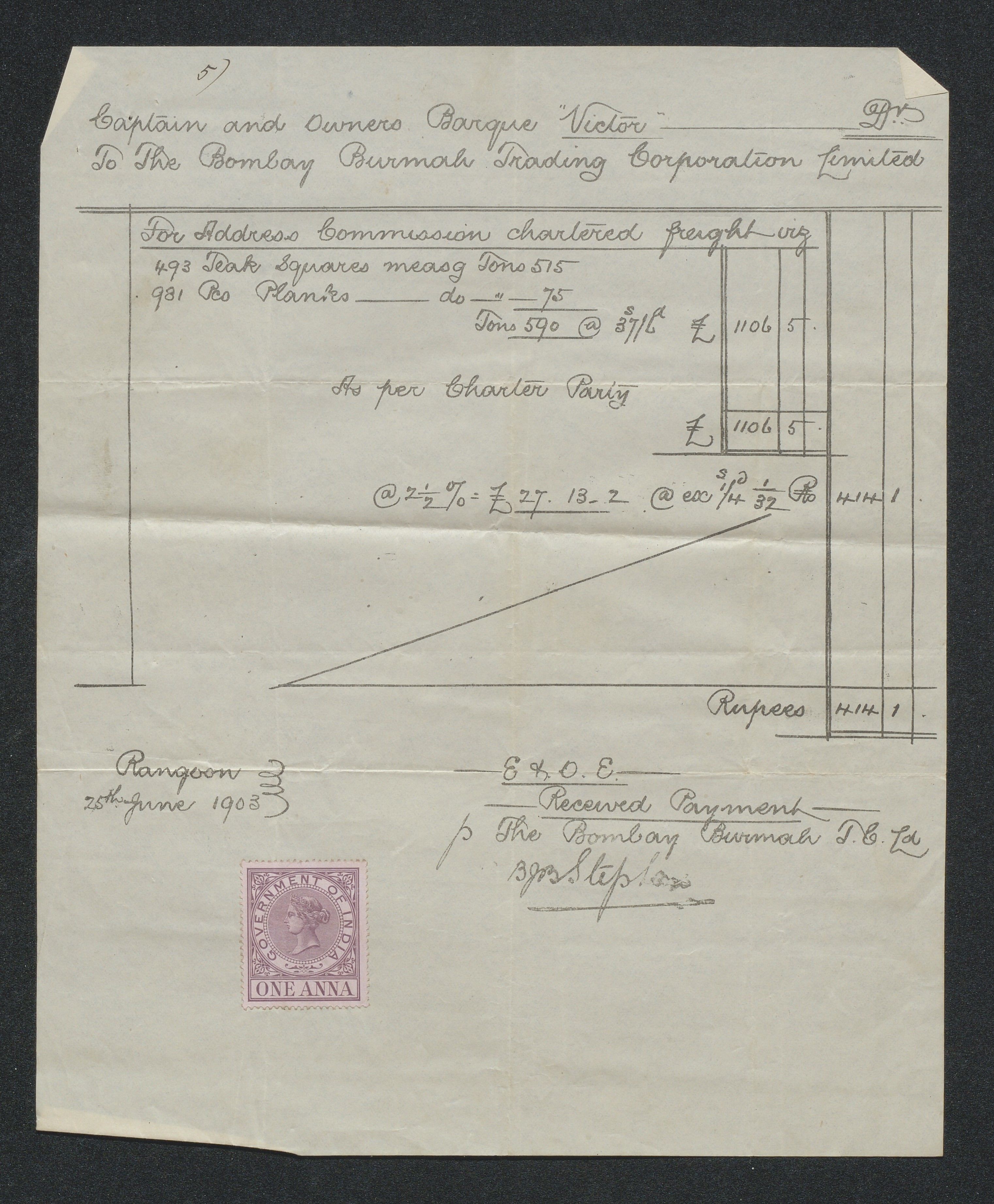 O. Terjesens rederi, AAKS/PA-2525/R/R02/L0002: Regnskapsbilag, 1899-1904