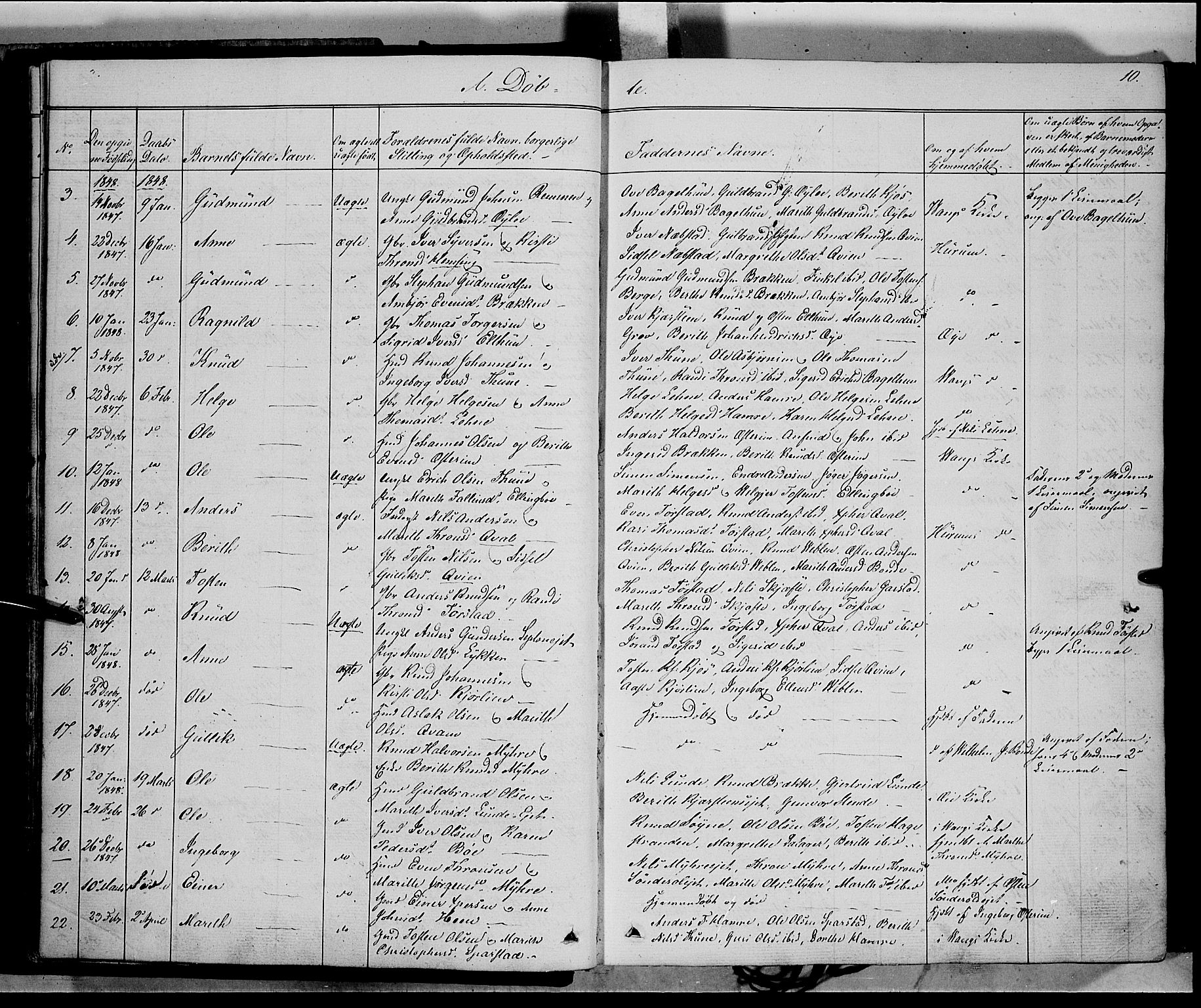 Vang prestekontor, Valdres, SAH/PREST-140/H/Ha/L0006: Parish register (official) no. 6, 1846-1864, p. 10