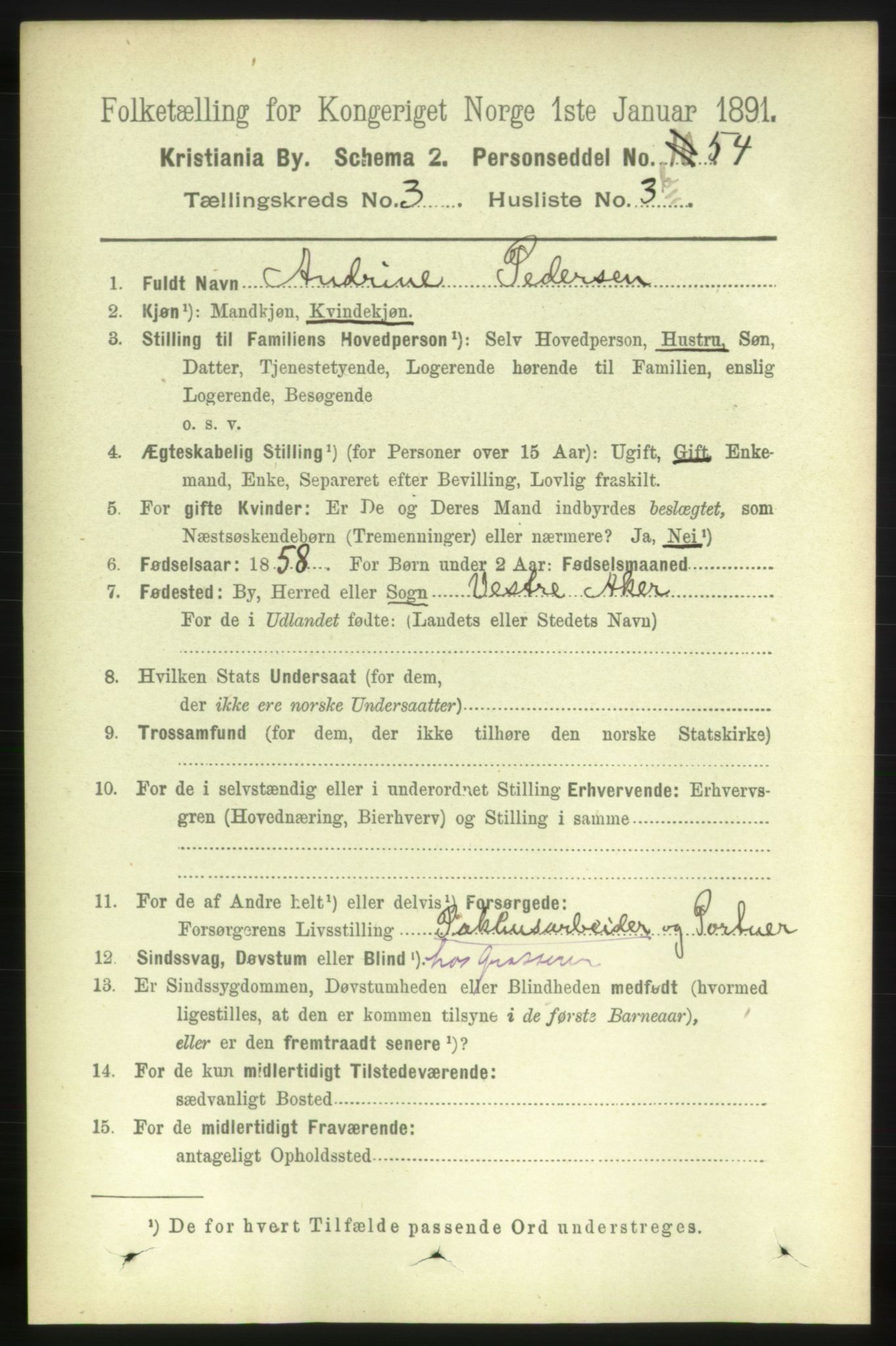 RA, 1891 census for 0301 Kristiania, 1891, p. 1310