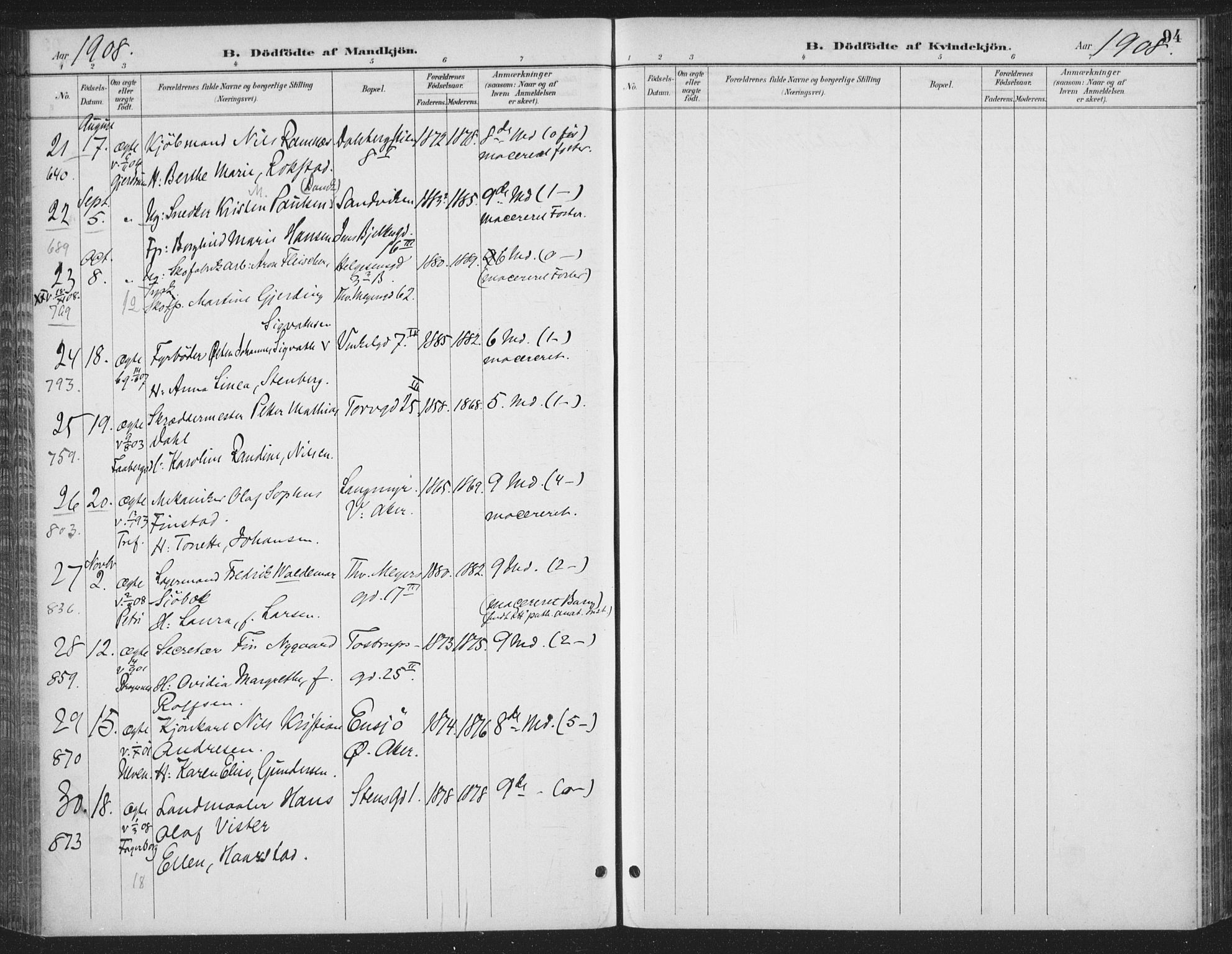 Rikshospitalet prestekontor Kirkebøker, AV/SAO-A-10309b/F/L0010: Parish register (official) no. 10, 1888-1912, p. 94