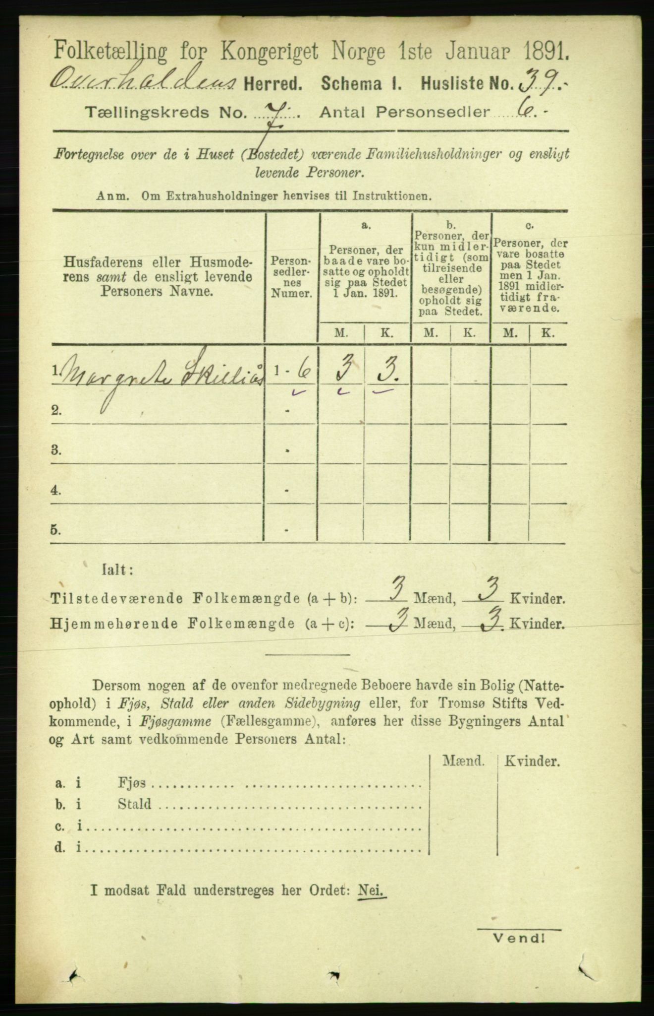 RA, 1891 census for 1744 Overhalla, 1891, p. 2627