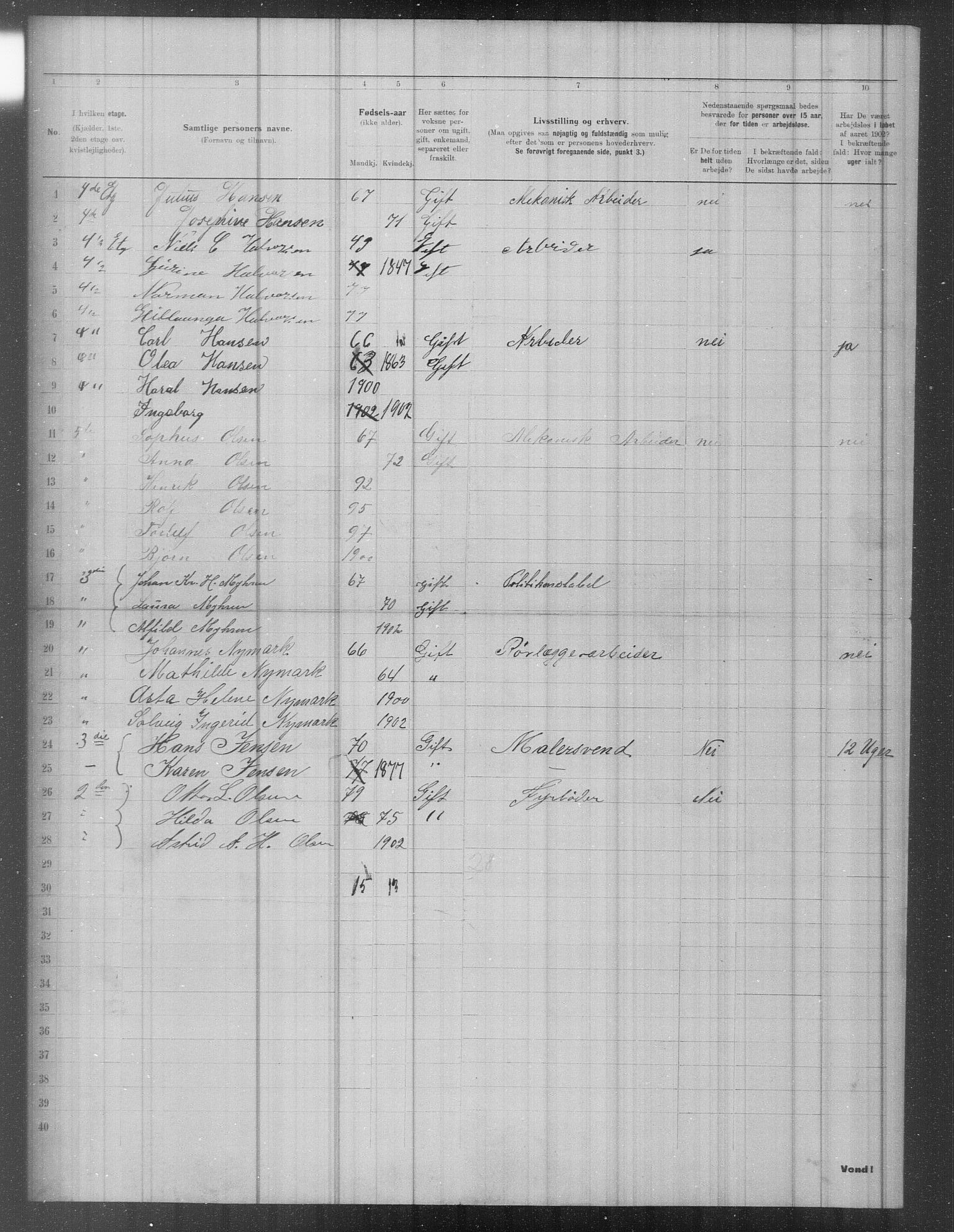 OBA, Municipal Census 1902 for Kristiania, 1902, p. 1670