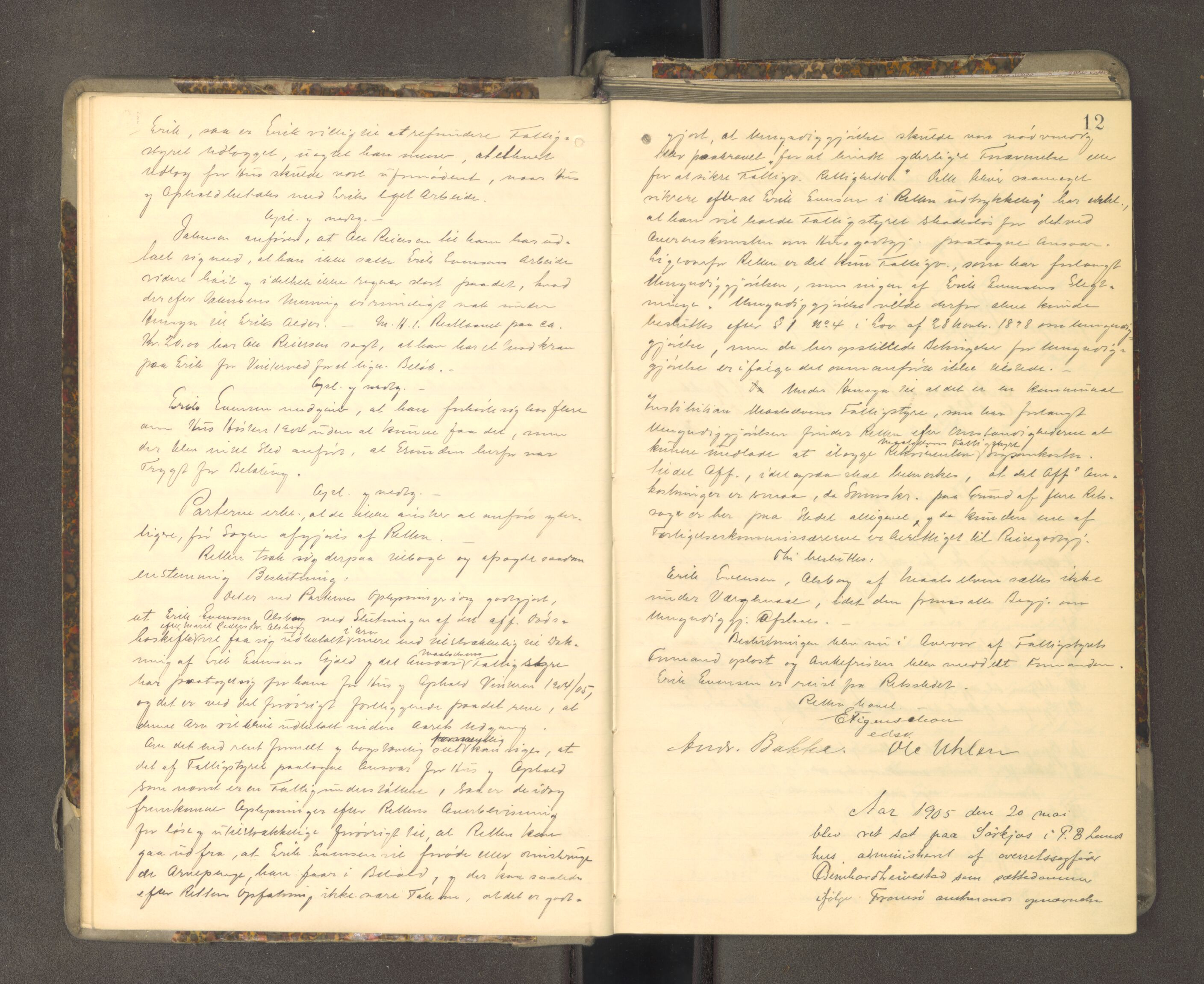 Tromsø sorenskriveri 1855-, AV/SATØ-S-0050/F/Fe/L0139: Ekstrarettsprotokoll, 1905-1909, p. 11b-12a
