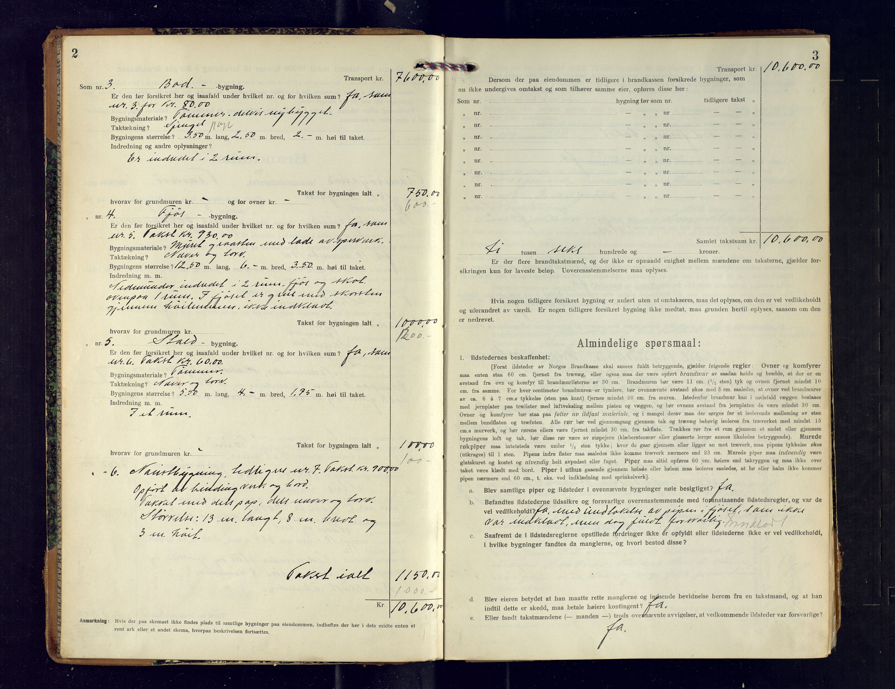 Tromsøysund lensmannskontor, AV/SATØ-SATØ-12/F/Fs/Fsb/L0744: Branntakstprotokoll (S). Med register, 1918-1921, p. 2-3